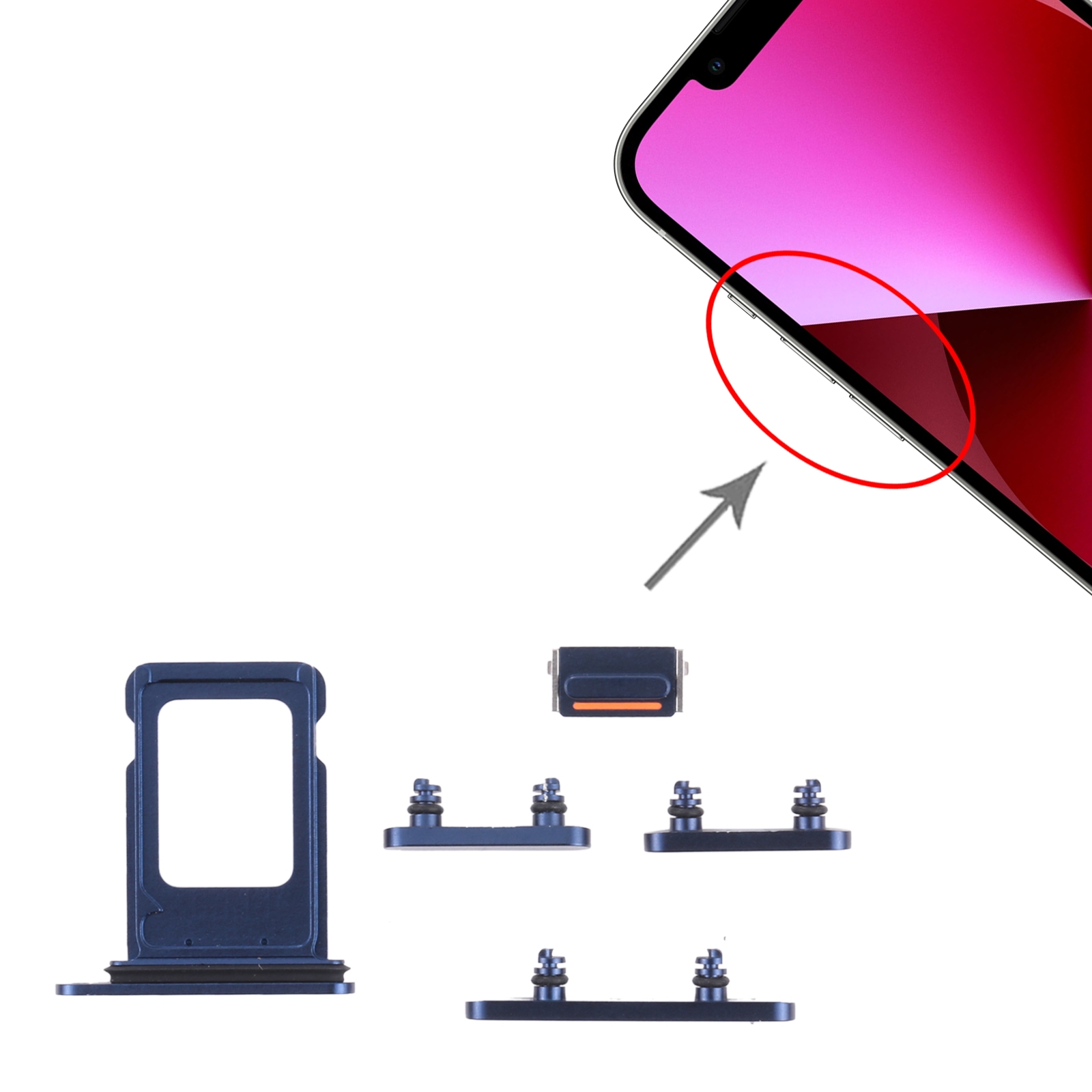 iPhone 13 Blue SIM Card Tray and Side Keys Replacement - Image 3