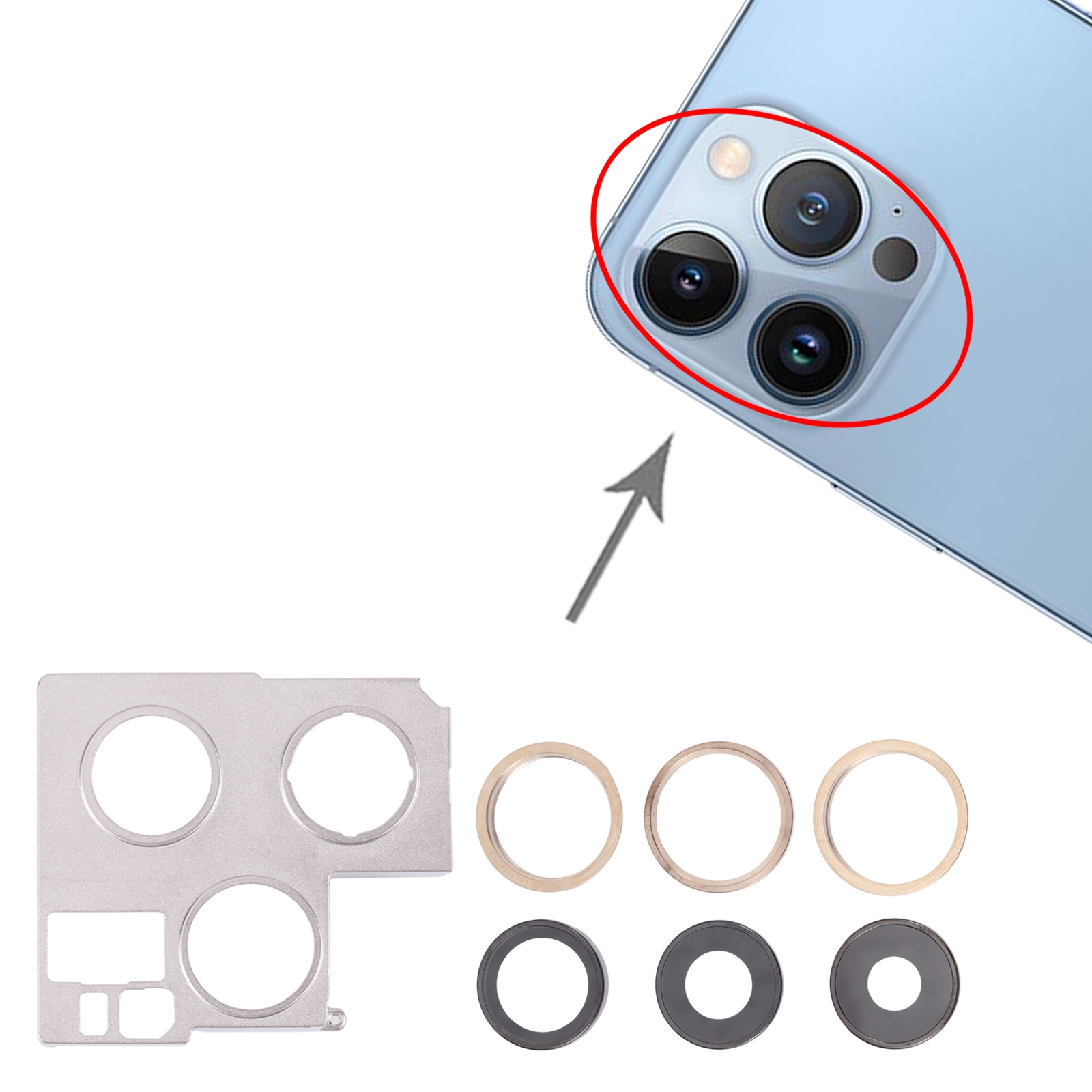 iPhone 13 Pro Gold Camera Lens Cover Replacement - Image 4