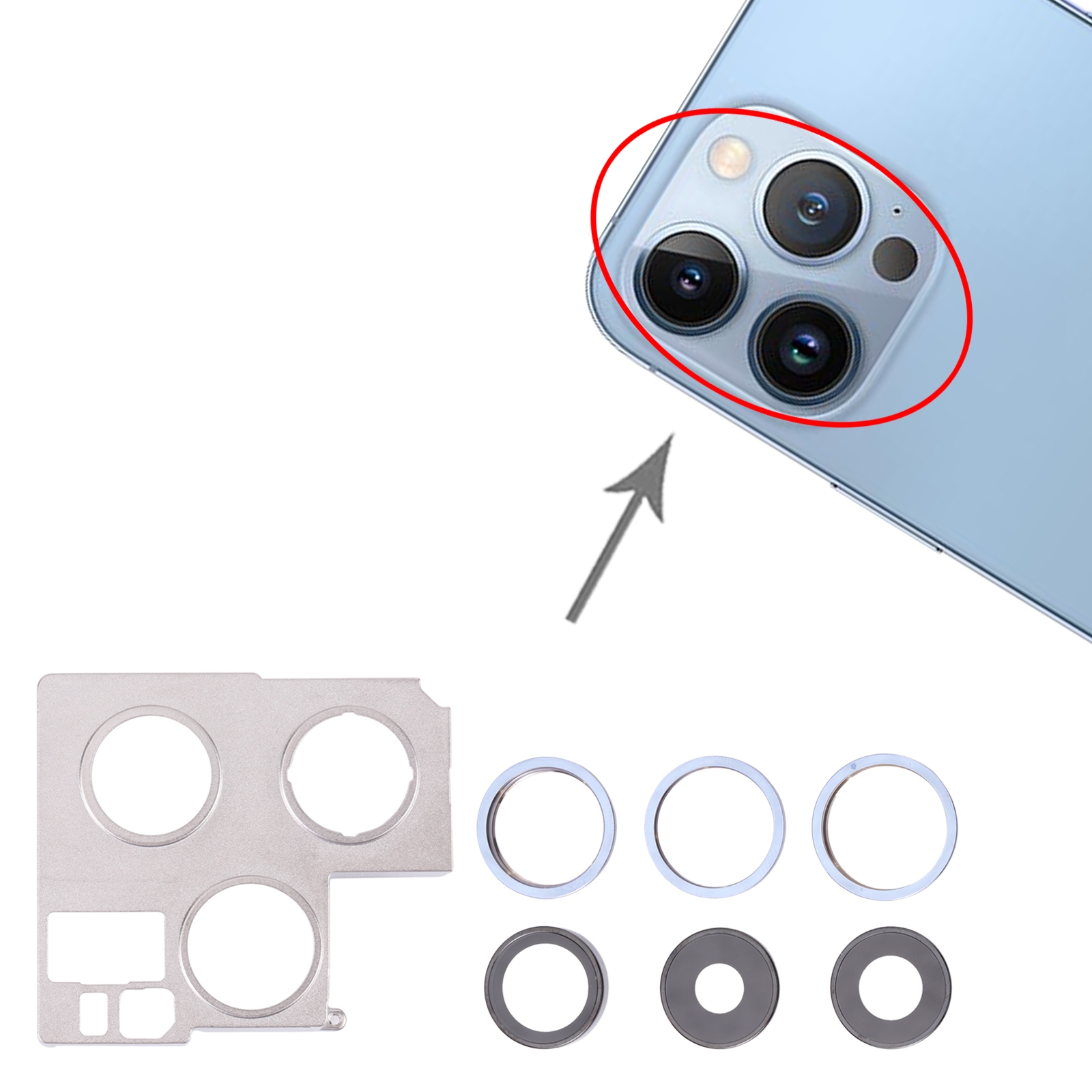 iPhone 13 Pro Sierra Blue Camera Lens Cover Replacement - Image 4