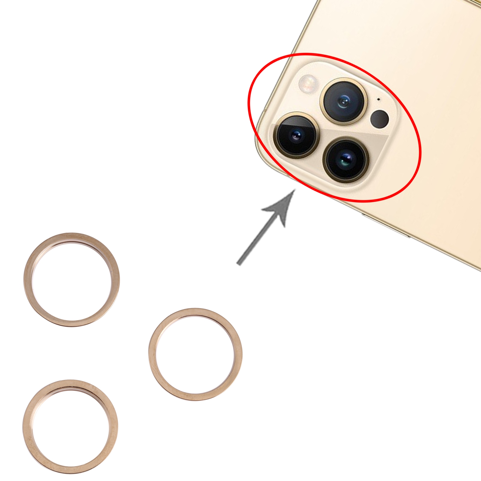iPhone 13 Pro Max Gold Camera Lens Ring Replacement - Image 3