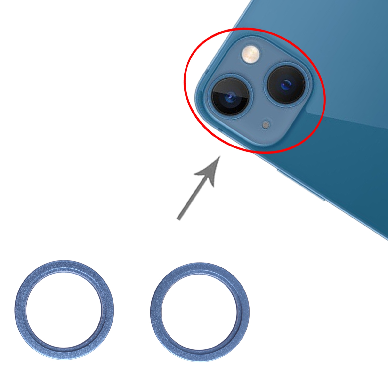 iPhone 13 mini Blue Camera Lens Protector Ring Replacement - Image 3