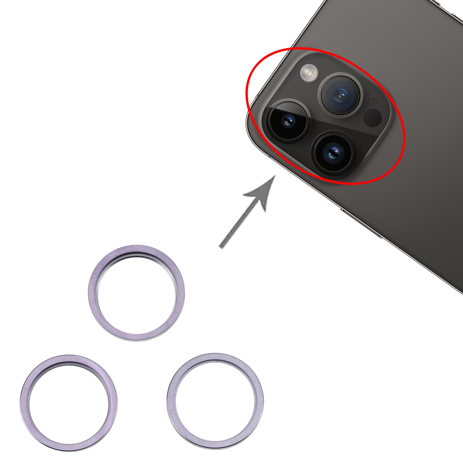 iPhone 14 Pro Deep Purple Camera Lens Ring Replacement - Image 3