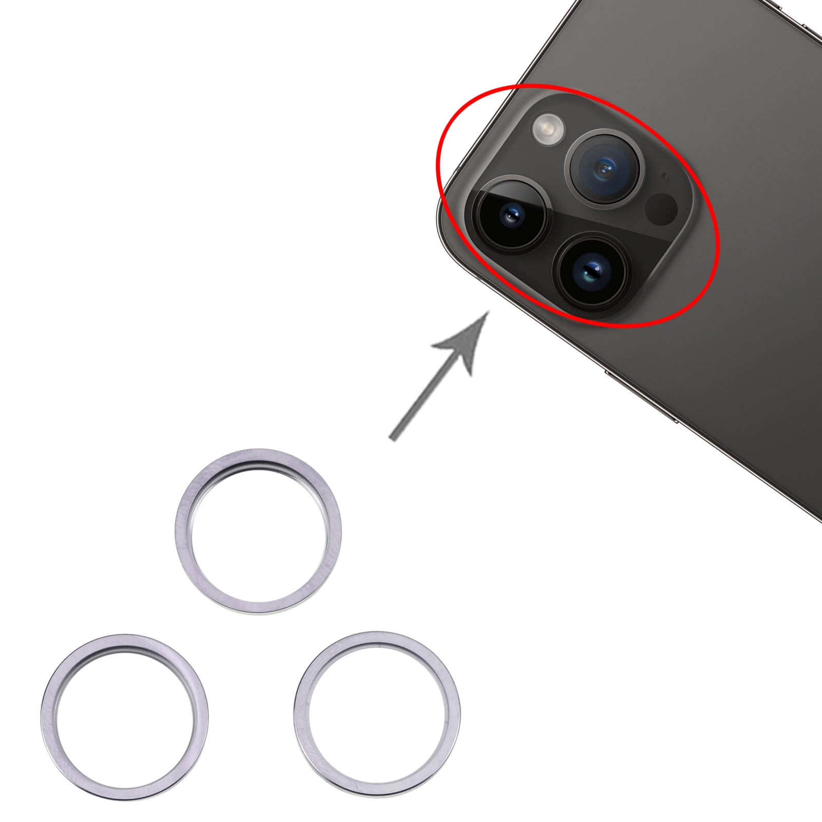 iPhone 14 Pro Grey Camera Lens Protector Ring Replacement - Image 3