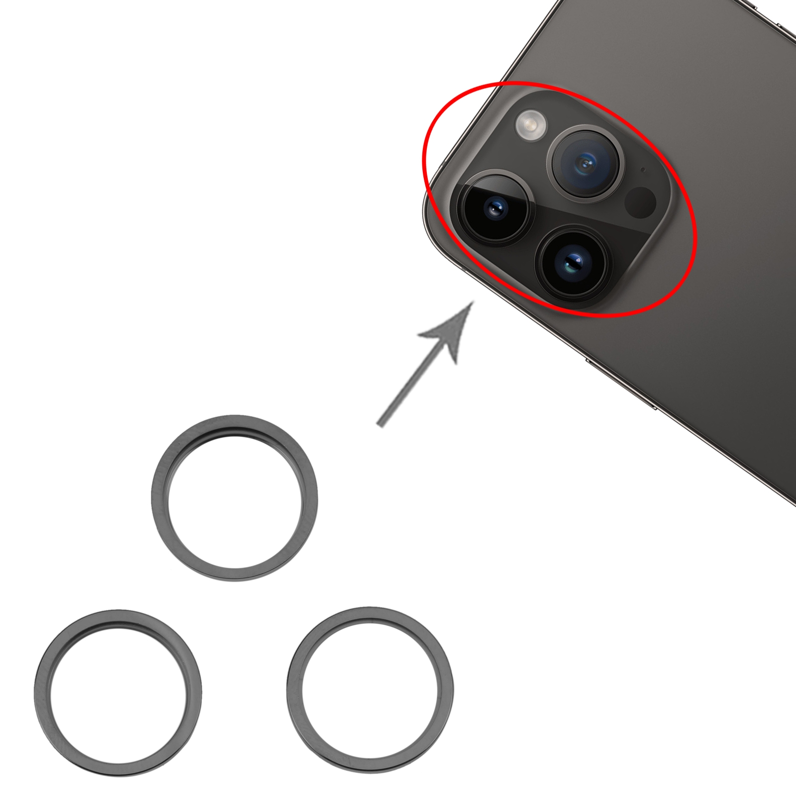 iPhone 14 Pro Max Black Camera Lens Protector Replacement - Image 3