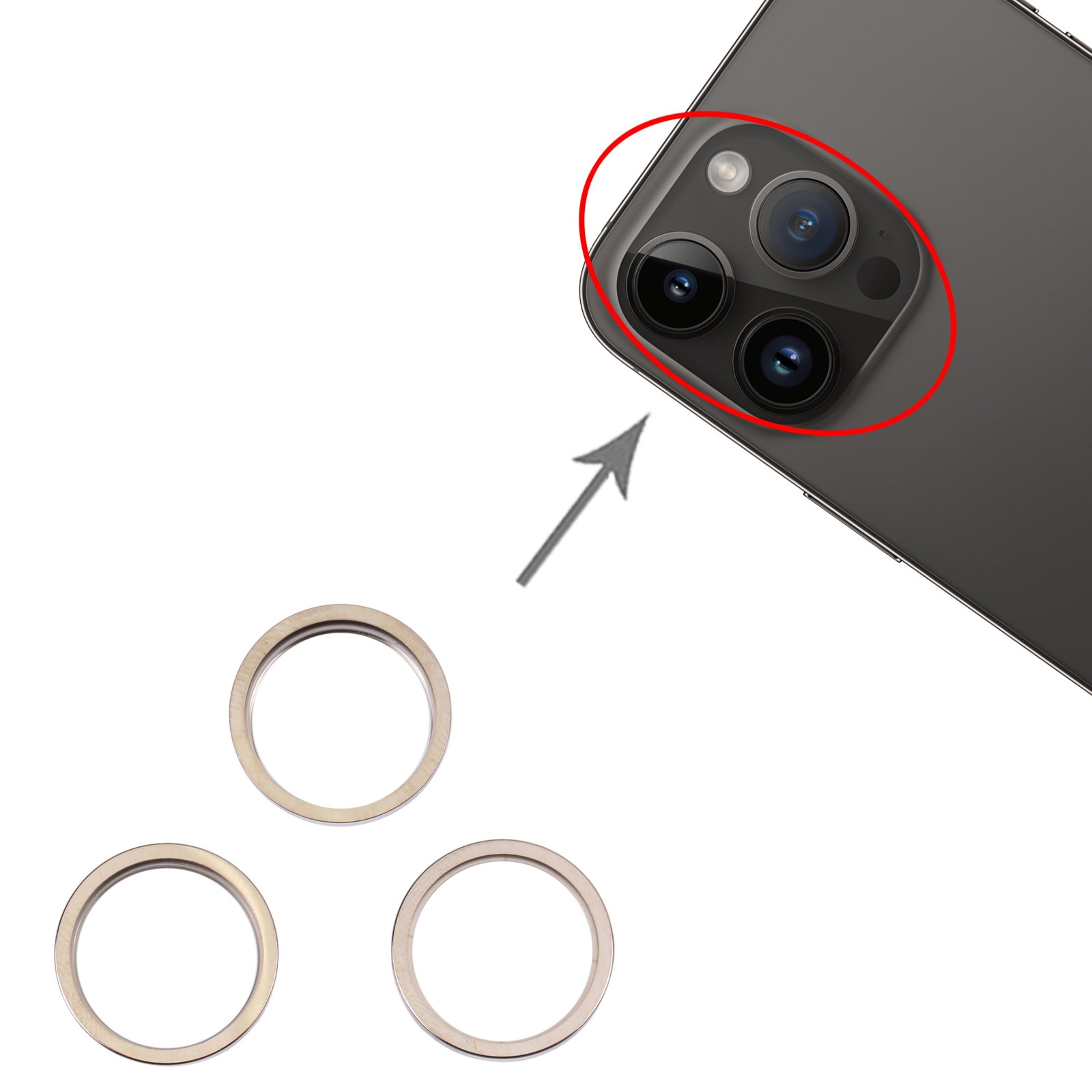 iPhone 14 Pro Max Gold Camera Lens Ring Replacement - Image 3