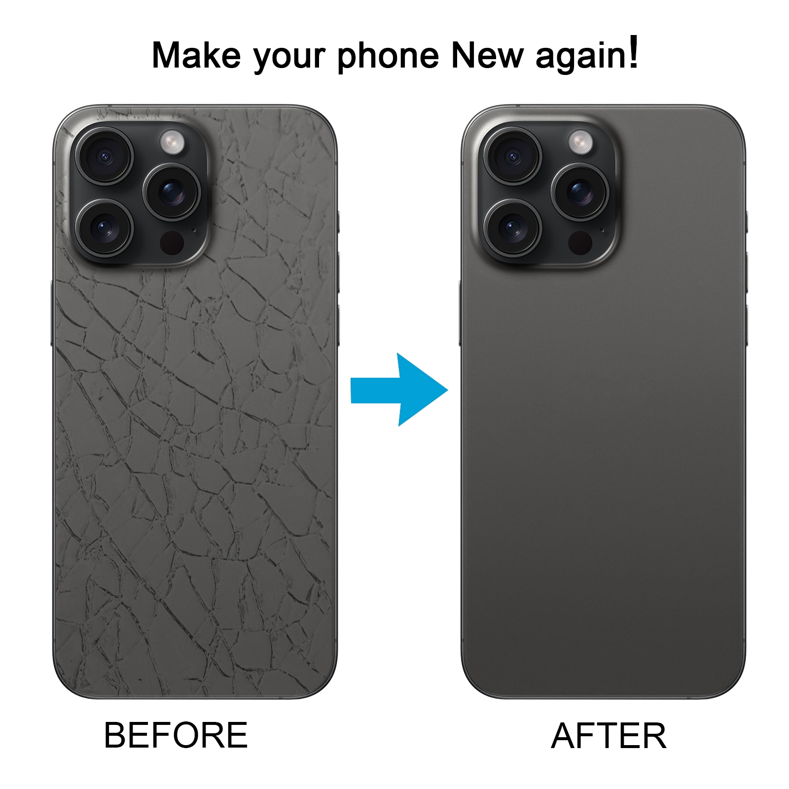 iPhone 15 Pro Black Back Cover Replacement with Camera Lens - Image 5