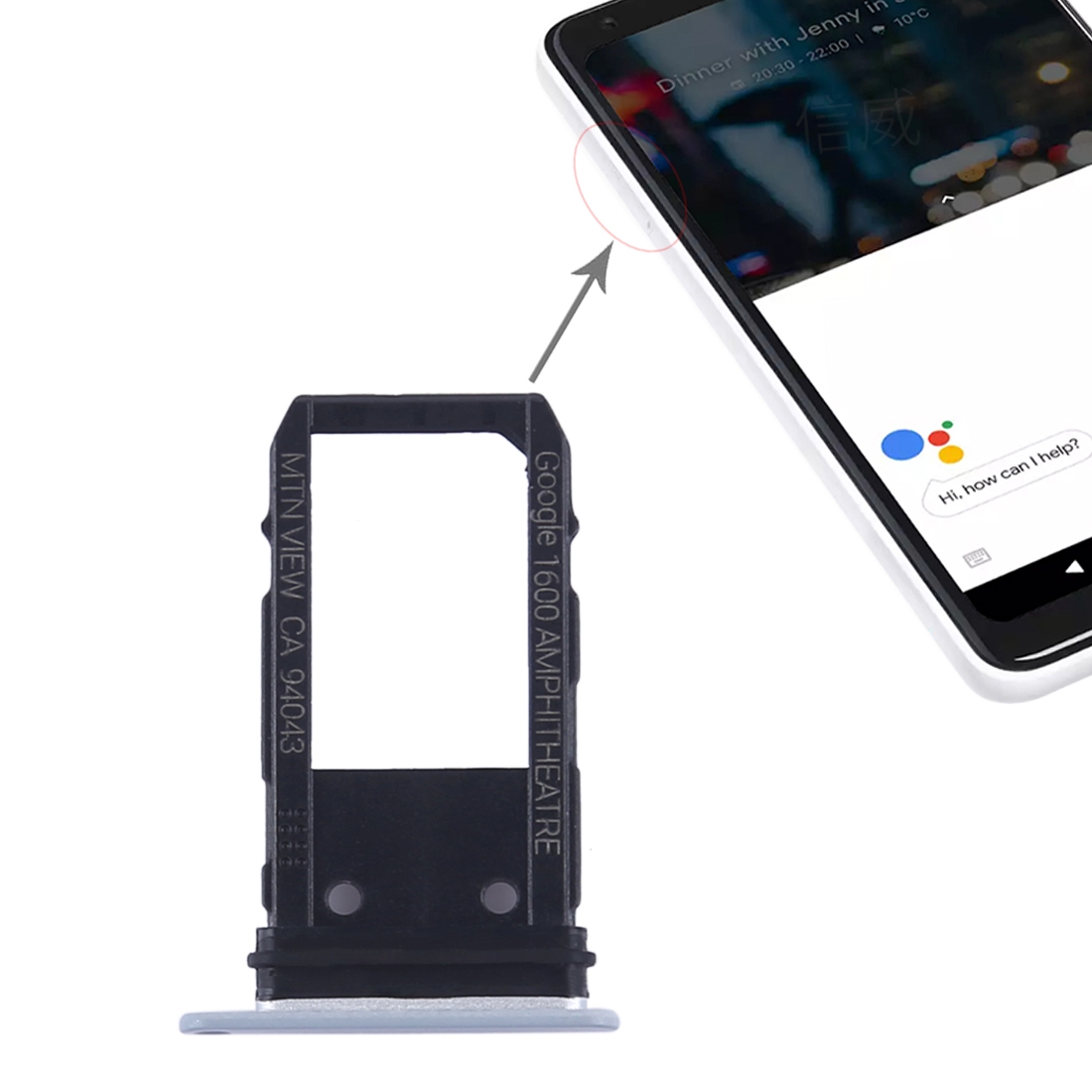 Google Pixel 2 Silver SIM Card Tray Replacement - Image 5