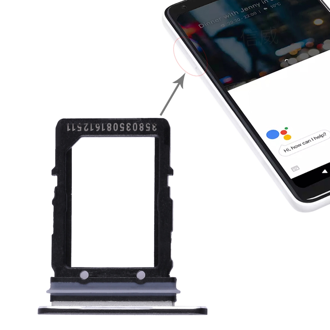 Google Pixel 2 XL Black SIM Card Tray Replacement - Image 5