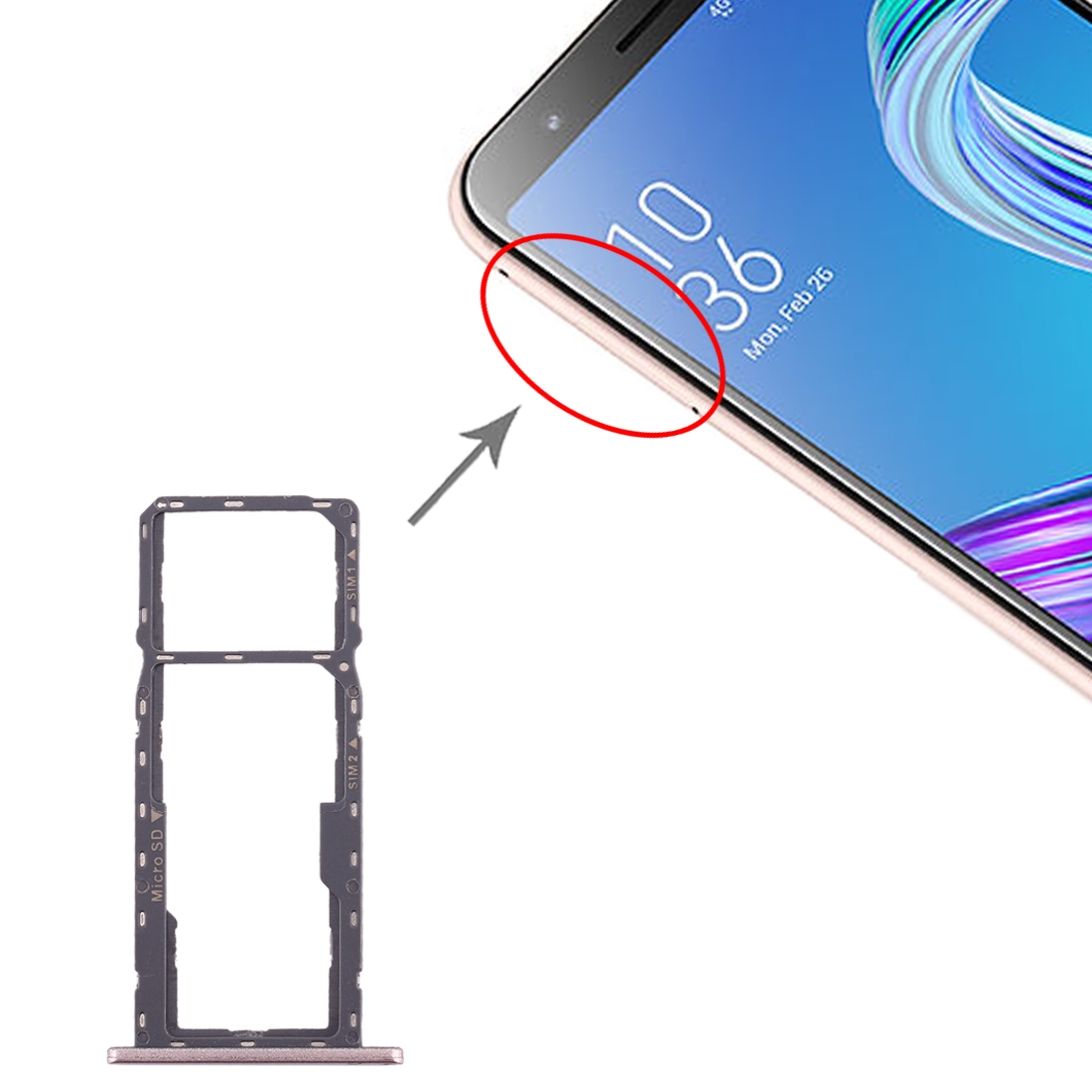 Asus ZenFone Max M1 ZB555KL Gold Card Tray Replacement - Image 4