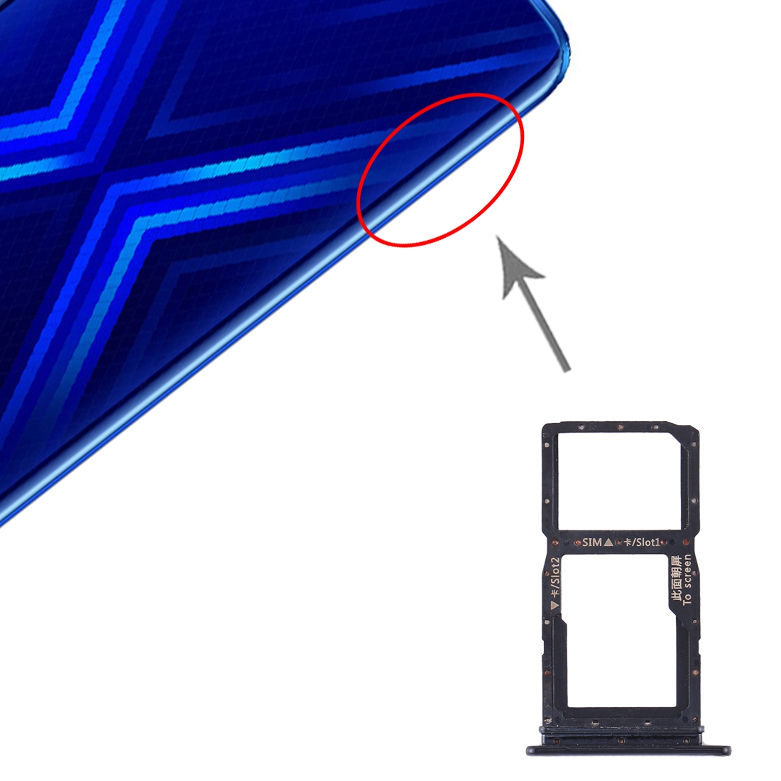 Huawei Honor 9X Black SIM Card Tray Replacement - Image 4
