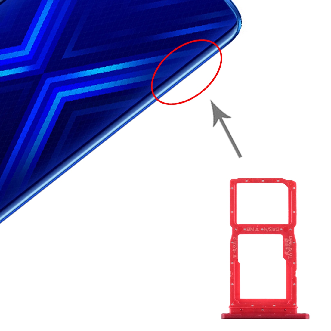 Huawei Honor 9X Red SIM Card Tray Replacement - Image 4