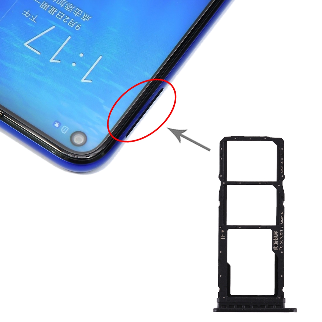 Huawei Honor Play 3 Black SIM Card Tray Replacement - Image 4
