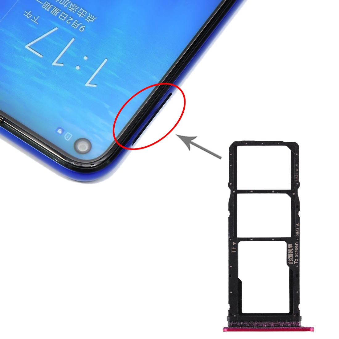 Huawei Honor Play 3 Red SIM Card Tray Replacement - Image 4