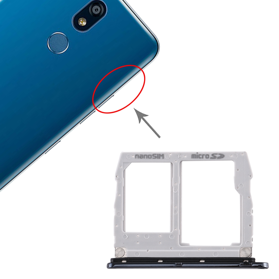 LG K40 Silver SIM Card Tray Micro SD Tray Replacement - Image 4