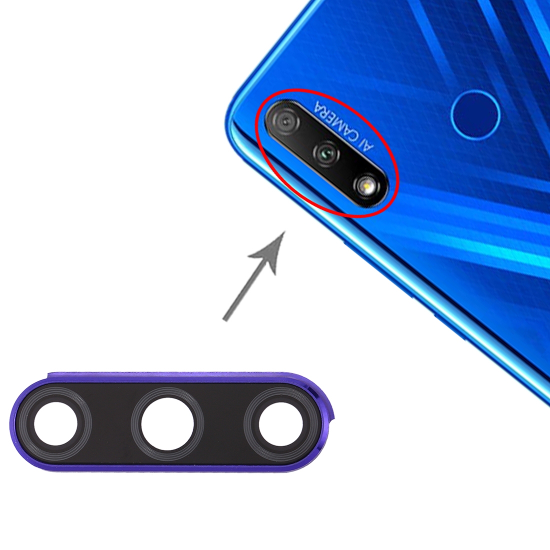 Huawei Honor 9X Purple Camera Lens Cover Replacement - Image 4