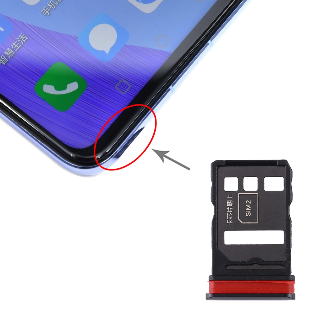 Honor V30 Pro Black SIM Card Tray Replacement - Image 4