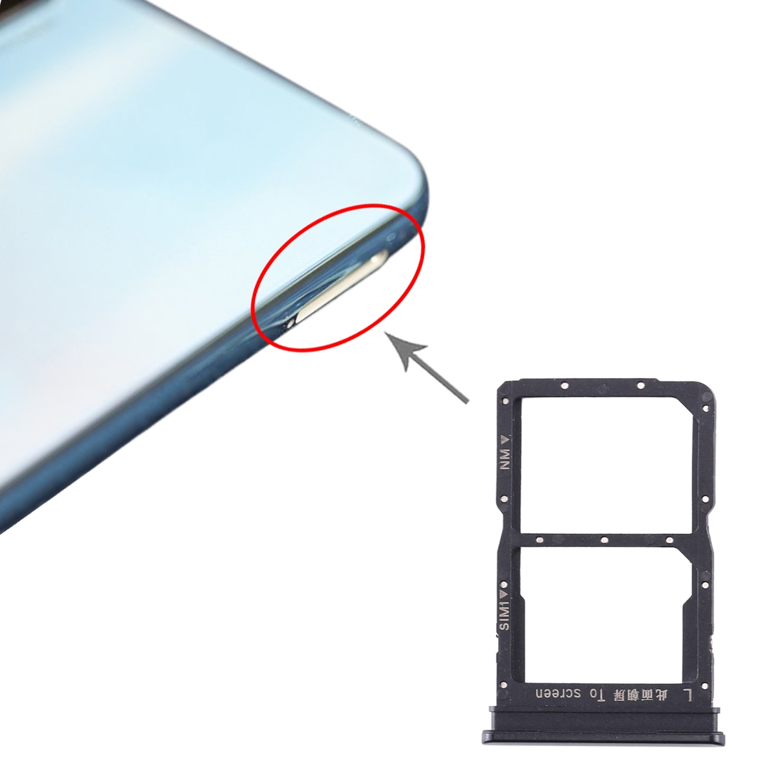 Huawei Honor 20 Lite Black SIM Card Tray Replacement - Image 4