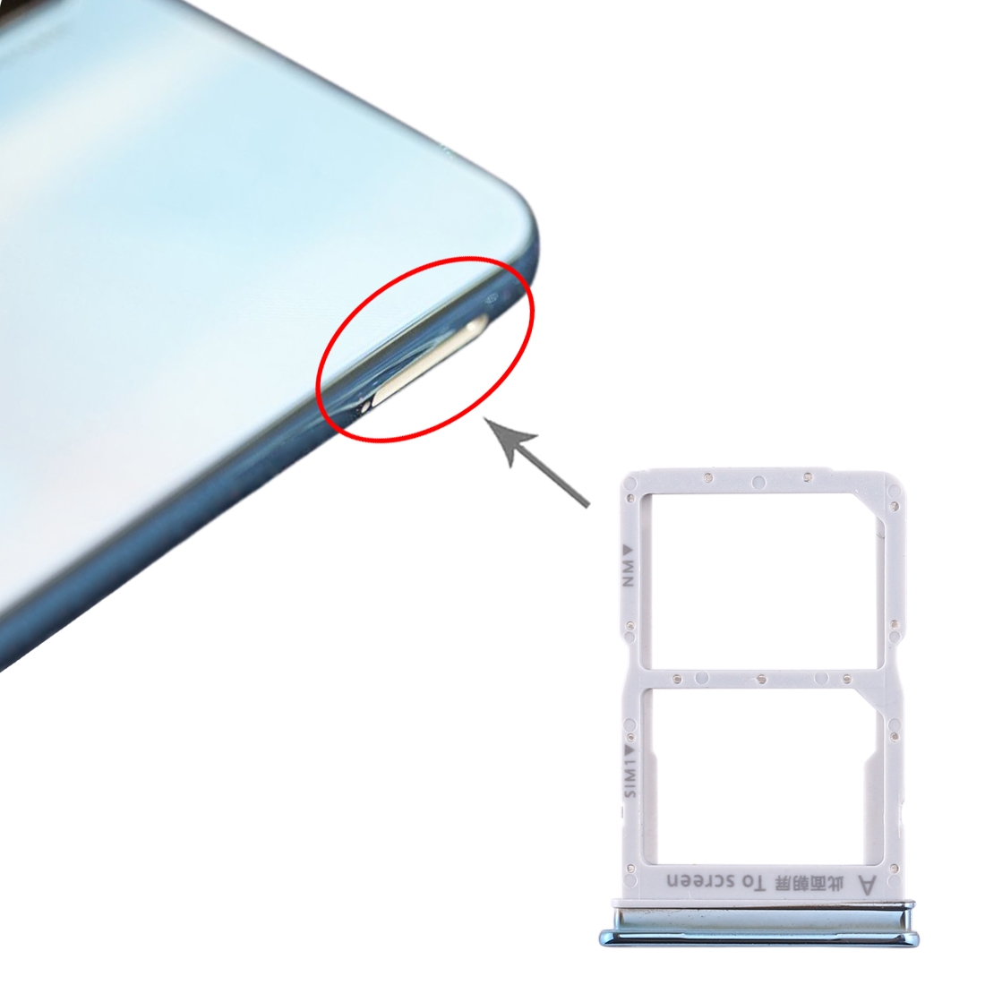 Huawei Honor 20 Lite Baby Blue SIM Card Tray Replacement - Image 4
