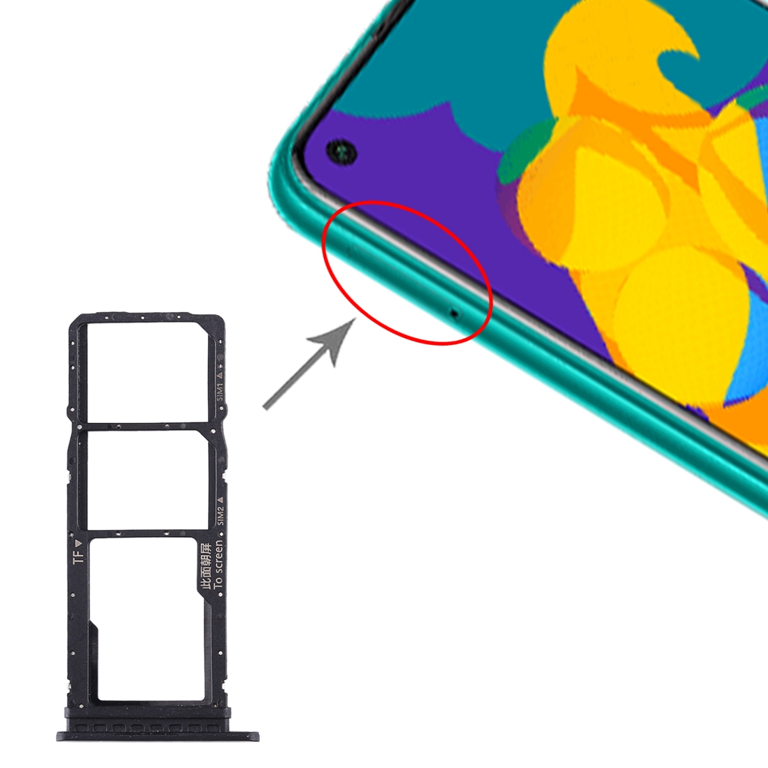 Huawei Honor Play 4T Black SIM Card Tray Replacement - Image 4