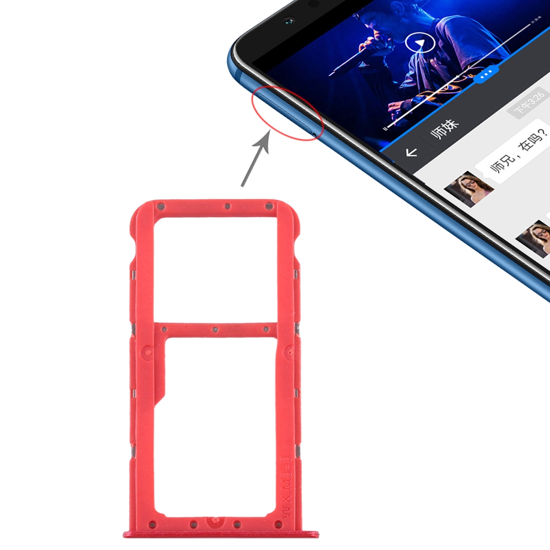 Huawei Honor Play 7X Red SIM Card Tray Replacement - Image 5