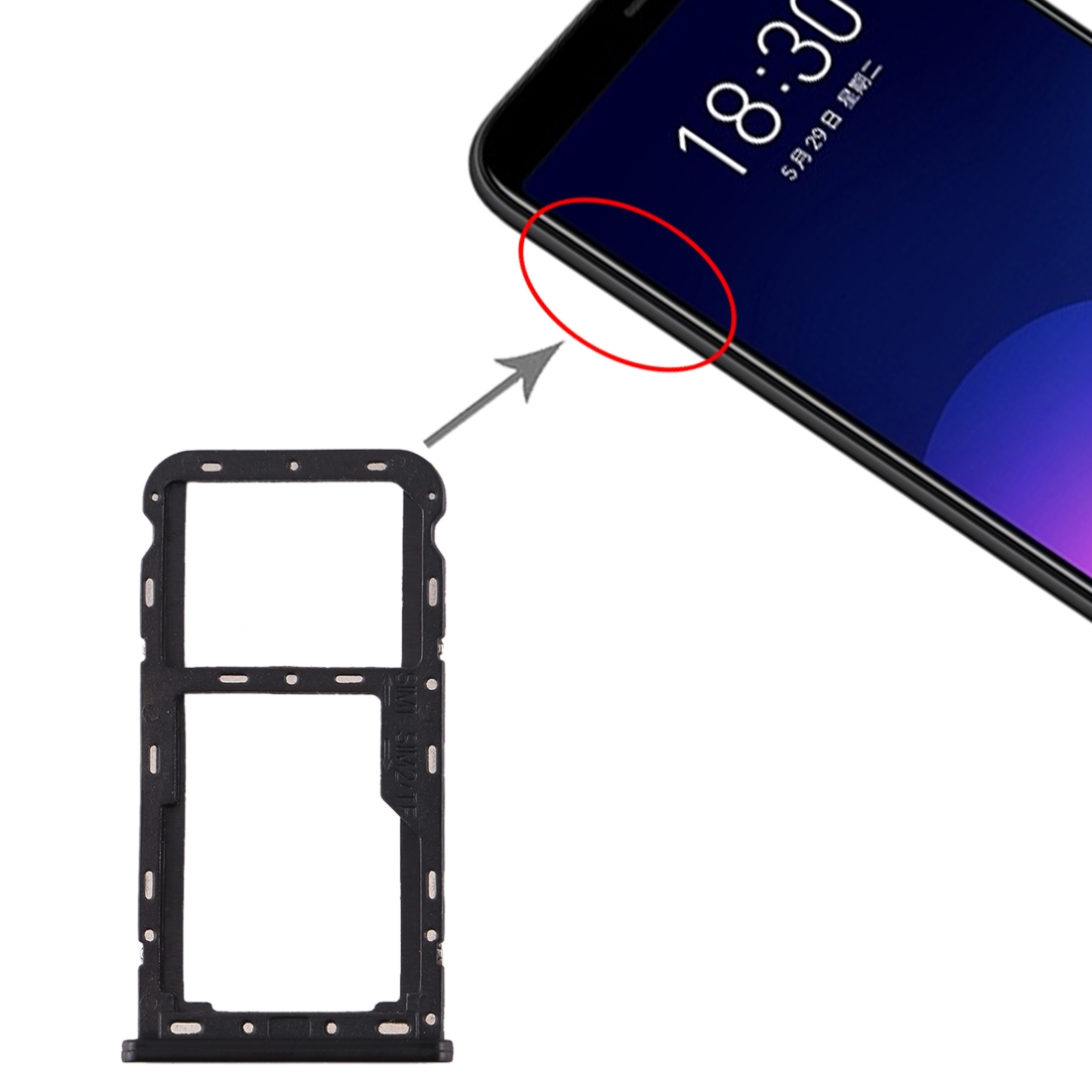 Meizu M6T Black SIM Card Tray Replacement - Image 4