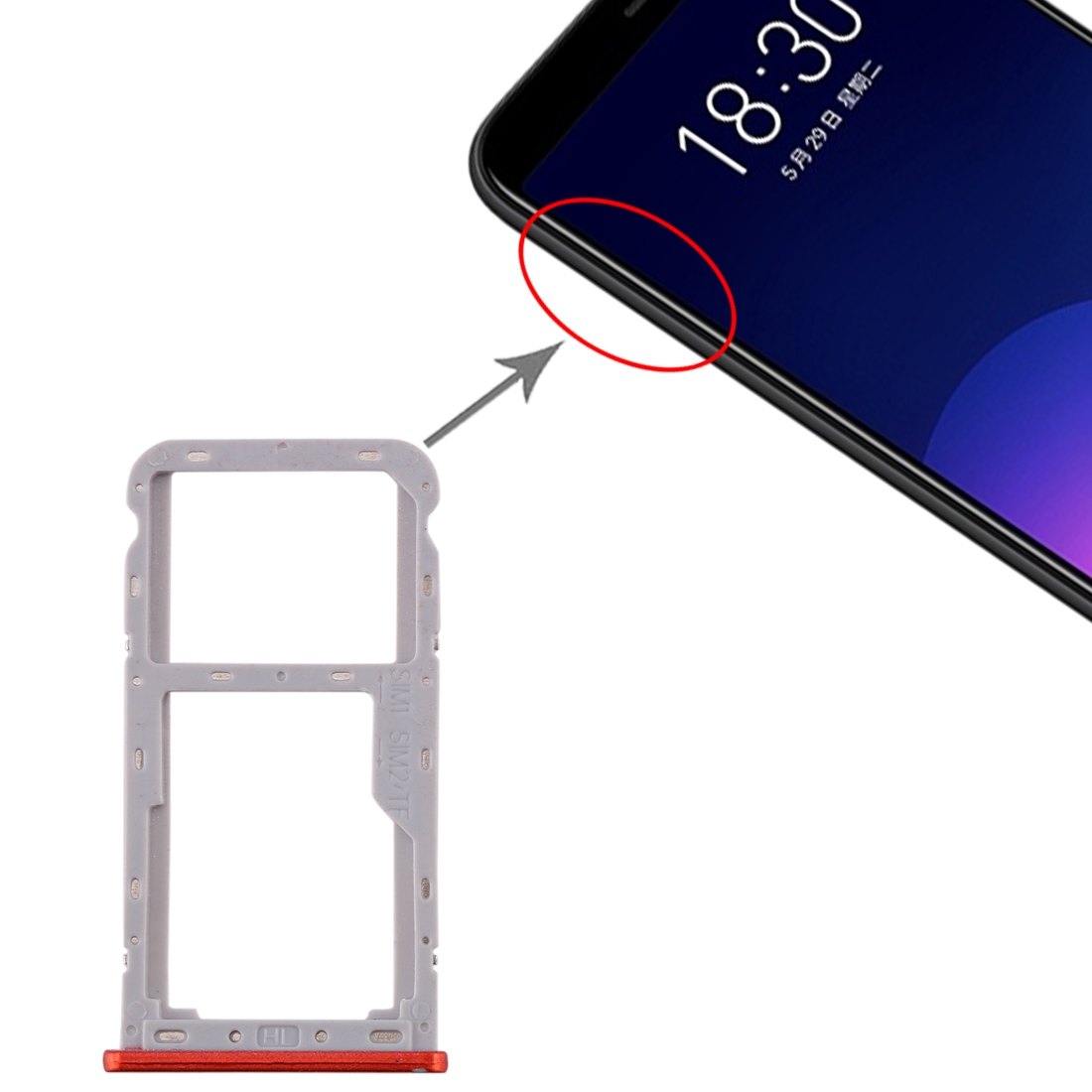 Meizu M6T Red SIM Card Tray Replacement - Image 4