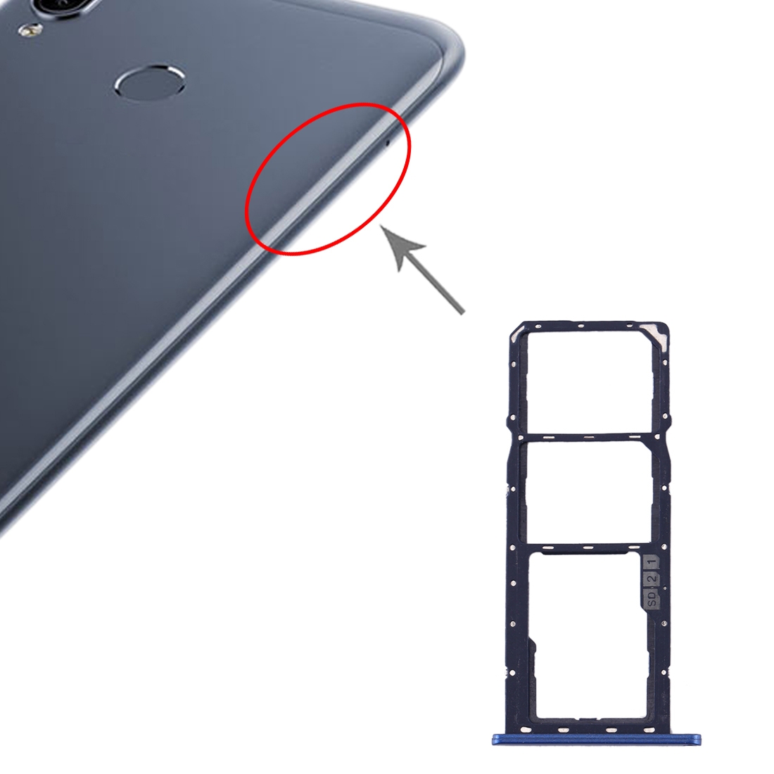 Asus Zenfone Max M2 ZB633KL Blue SIM Card Tray Replacement - Image 4