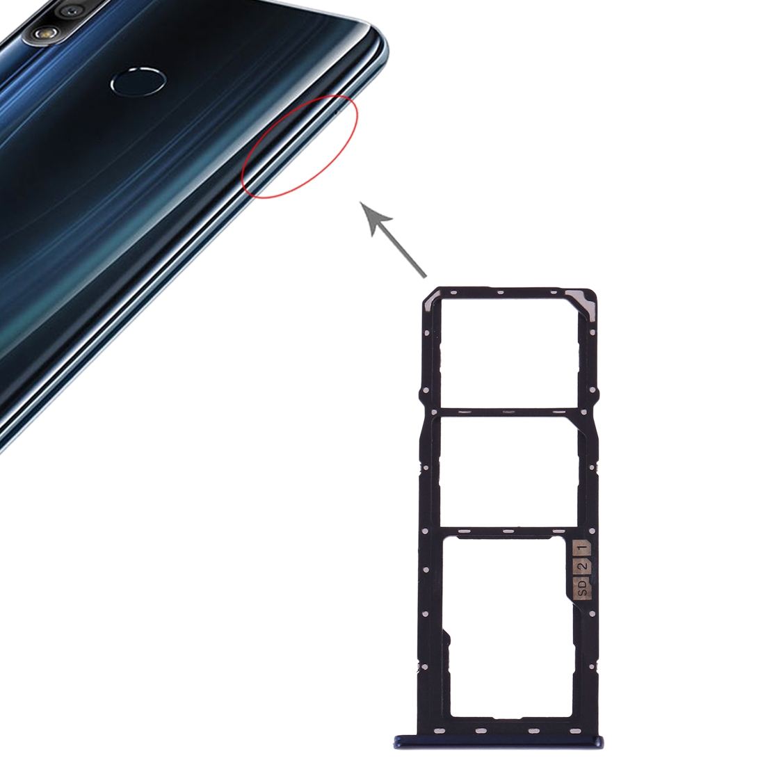 Asus ZenFone Max Pro M2 ZB631KL Blue SIM Card Tray Replacement - Image 4