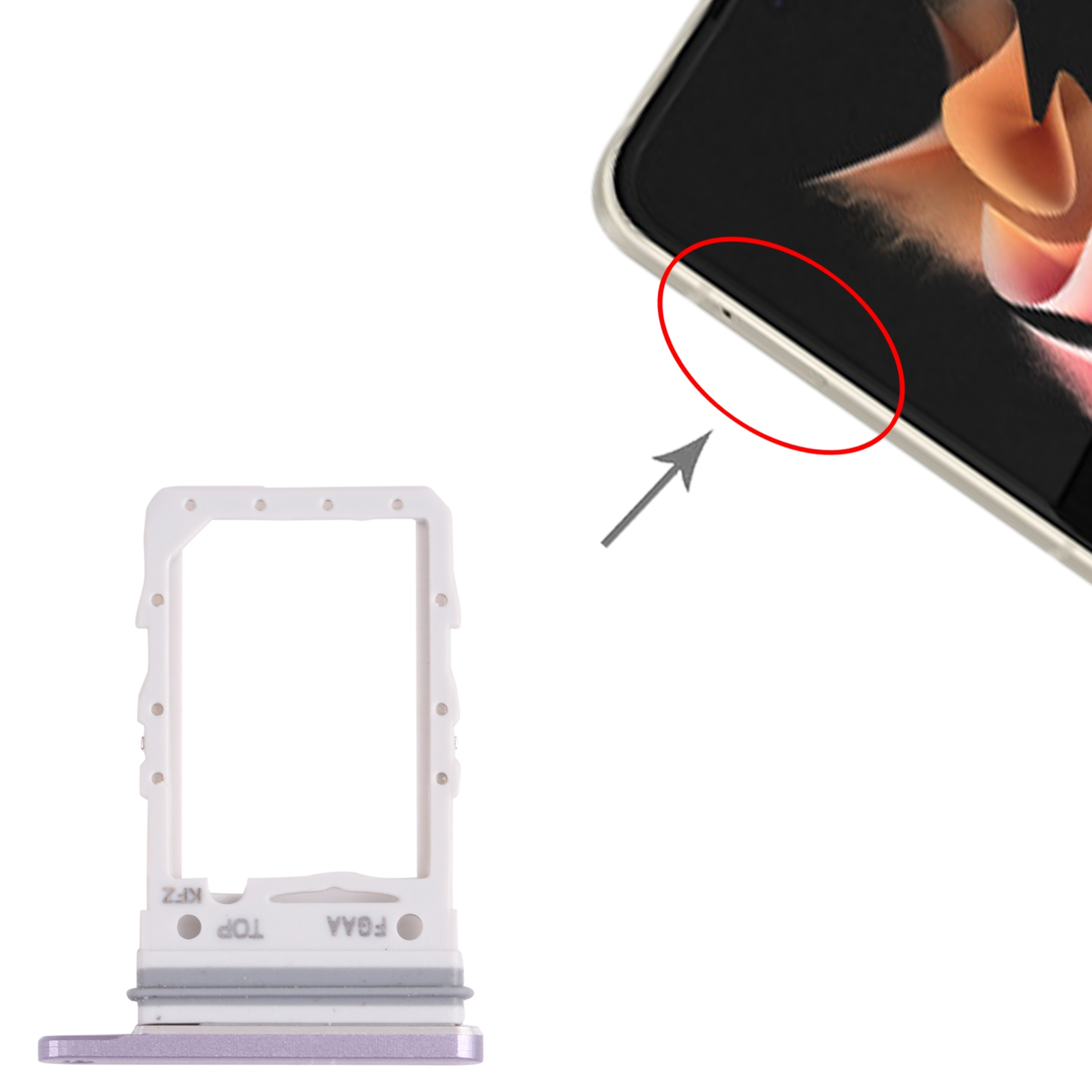 Samsung Galaxy Z Flip3 5G Purple SIM Card Tray Replacement - Image 4