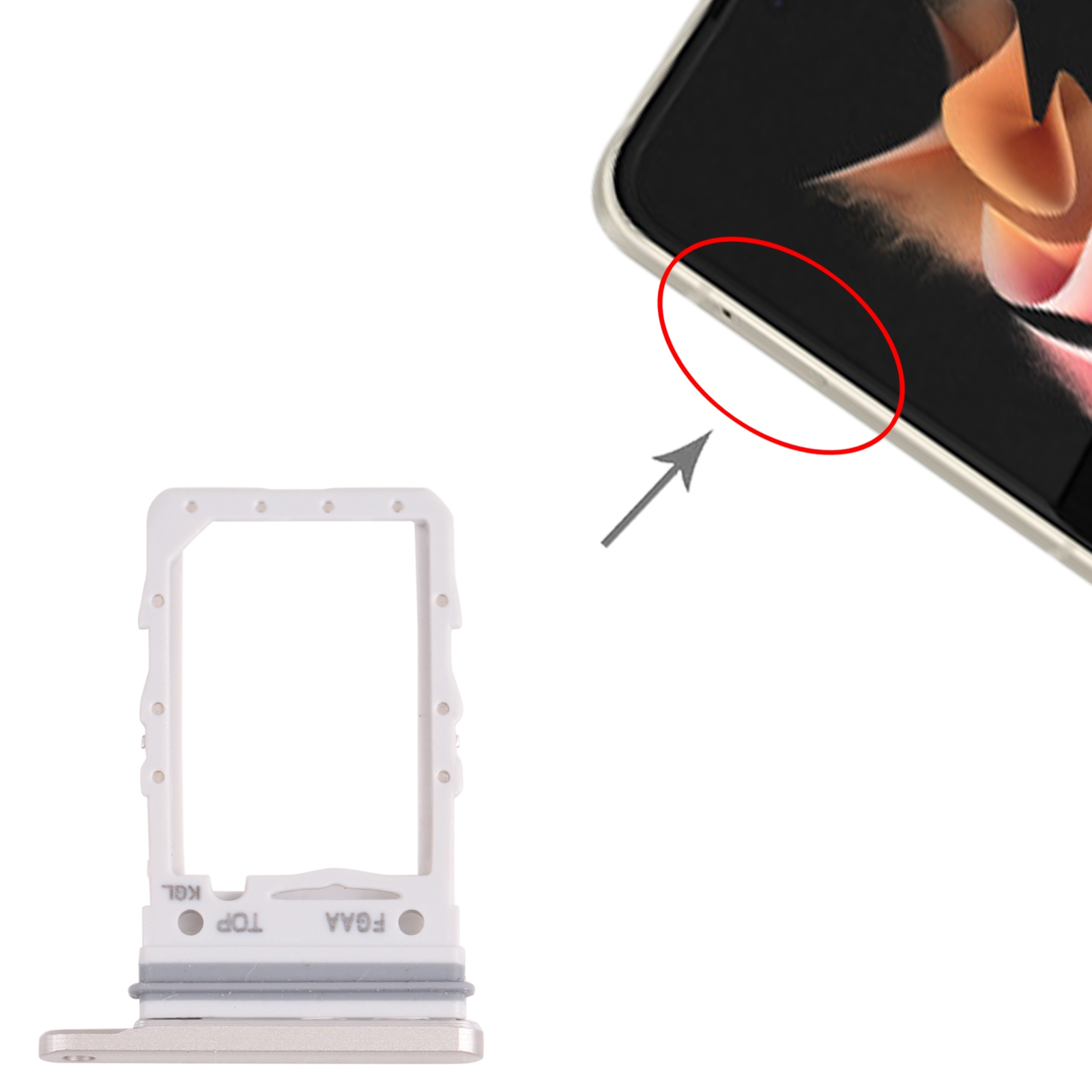 Samsung Galaxy Z Flip3 5G Silver SIM Card Tray Replacement - Image 4