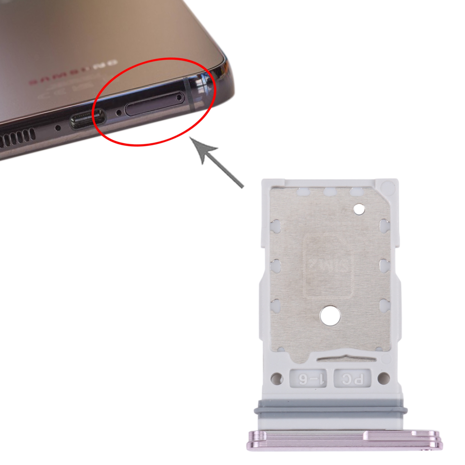 Samsung Galaxy S23 Pink SIM Card Tray Replacement - Image 3