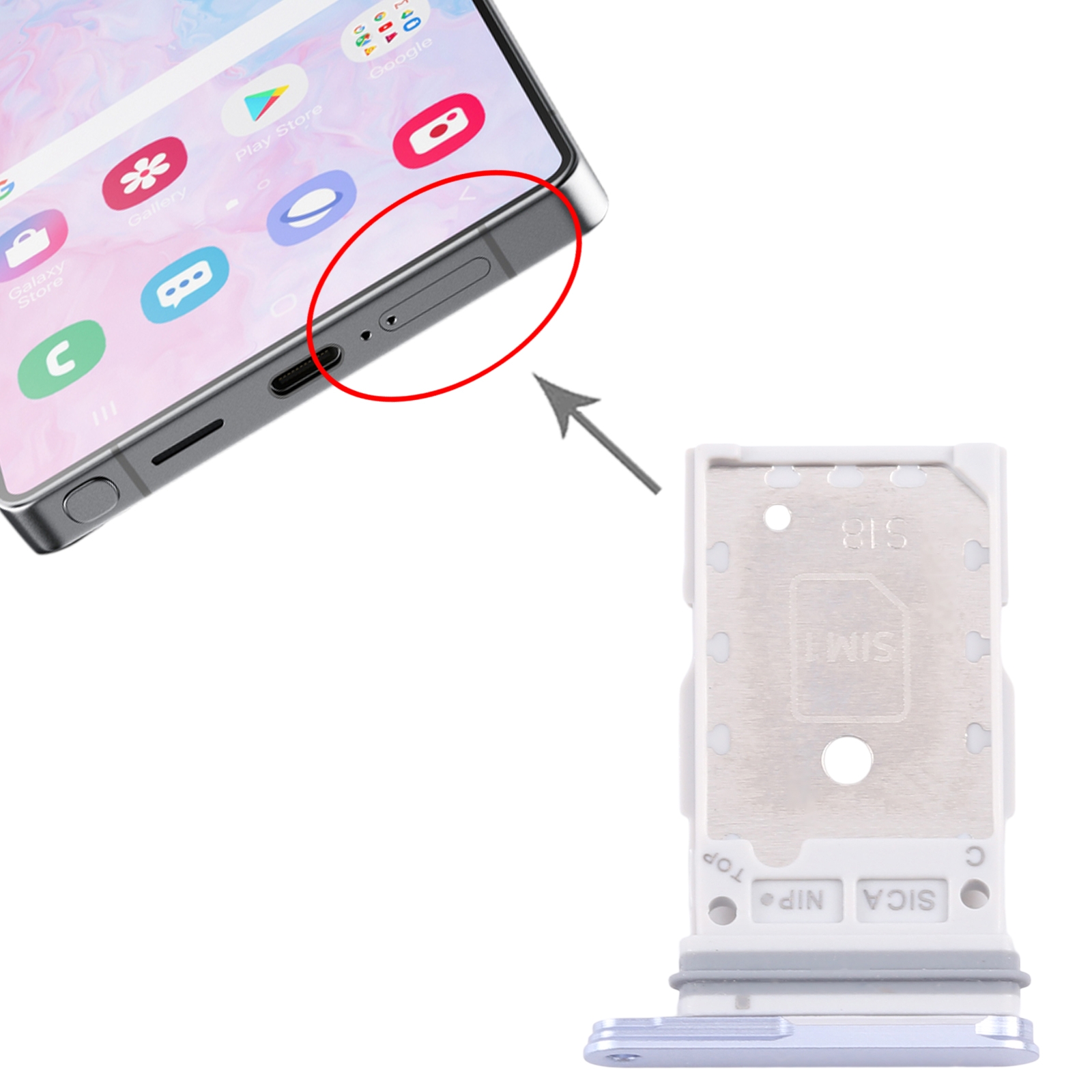 Samsung Galaxy S25 Silver SIM Card Tray Replacement - Image 3