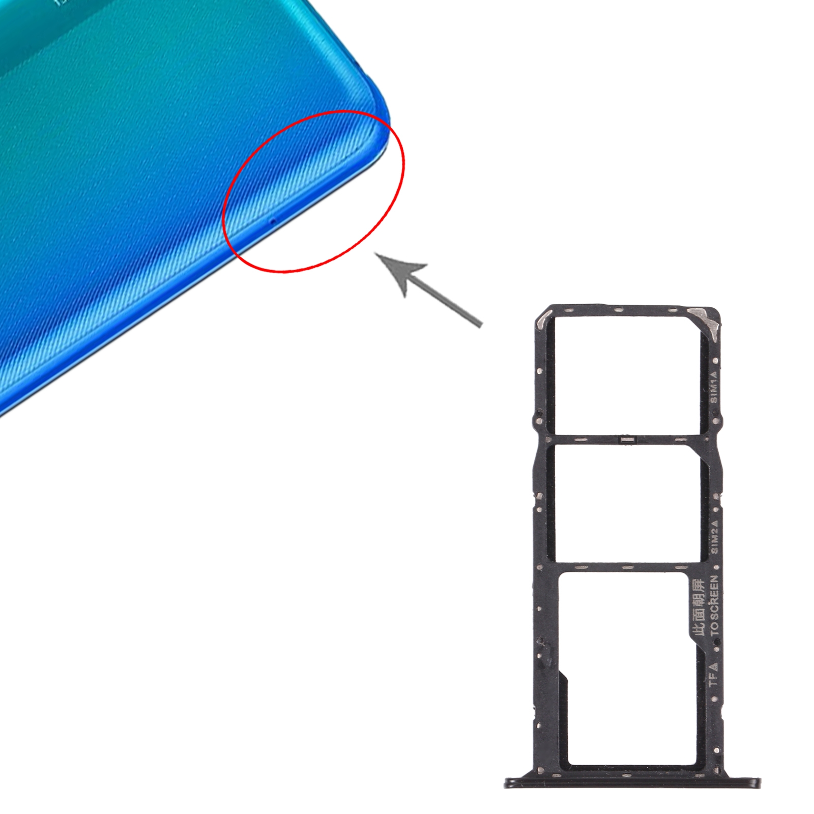 Honor 8S 2020 Black SIM Card Tray Replacement - Image 3
