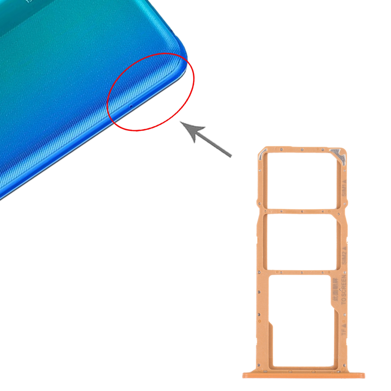 Honor 8S 2020 Gold SIM Card Tray Replacement - Image 3