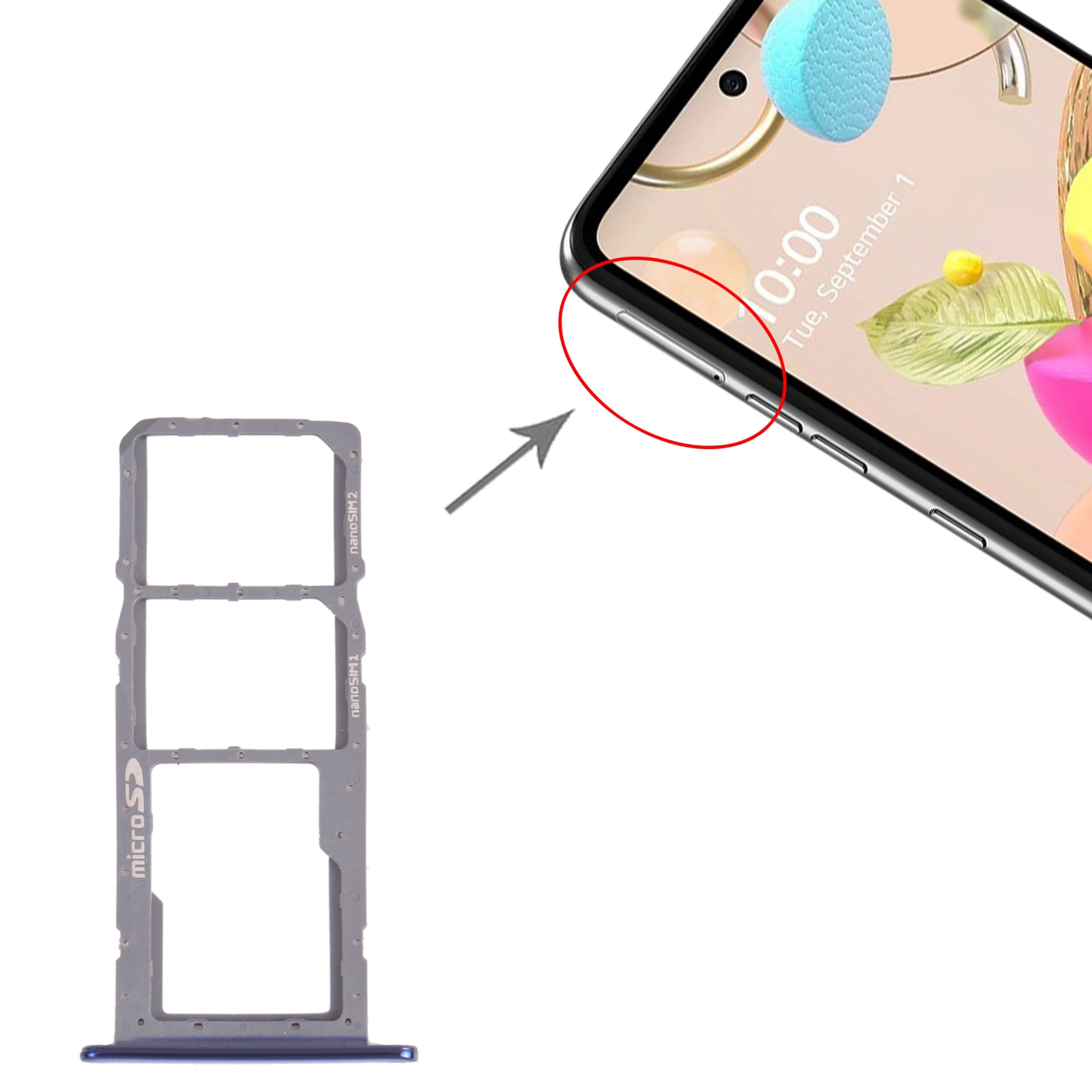 LG K42 Blue SIM Card Tray Replacement - Image 3