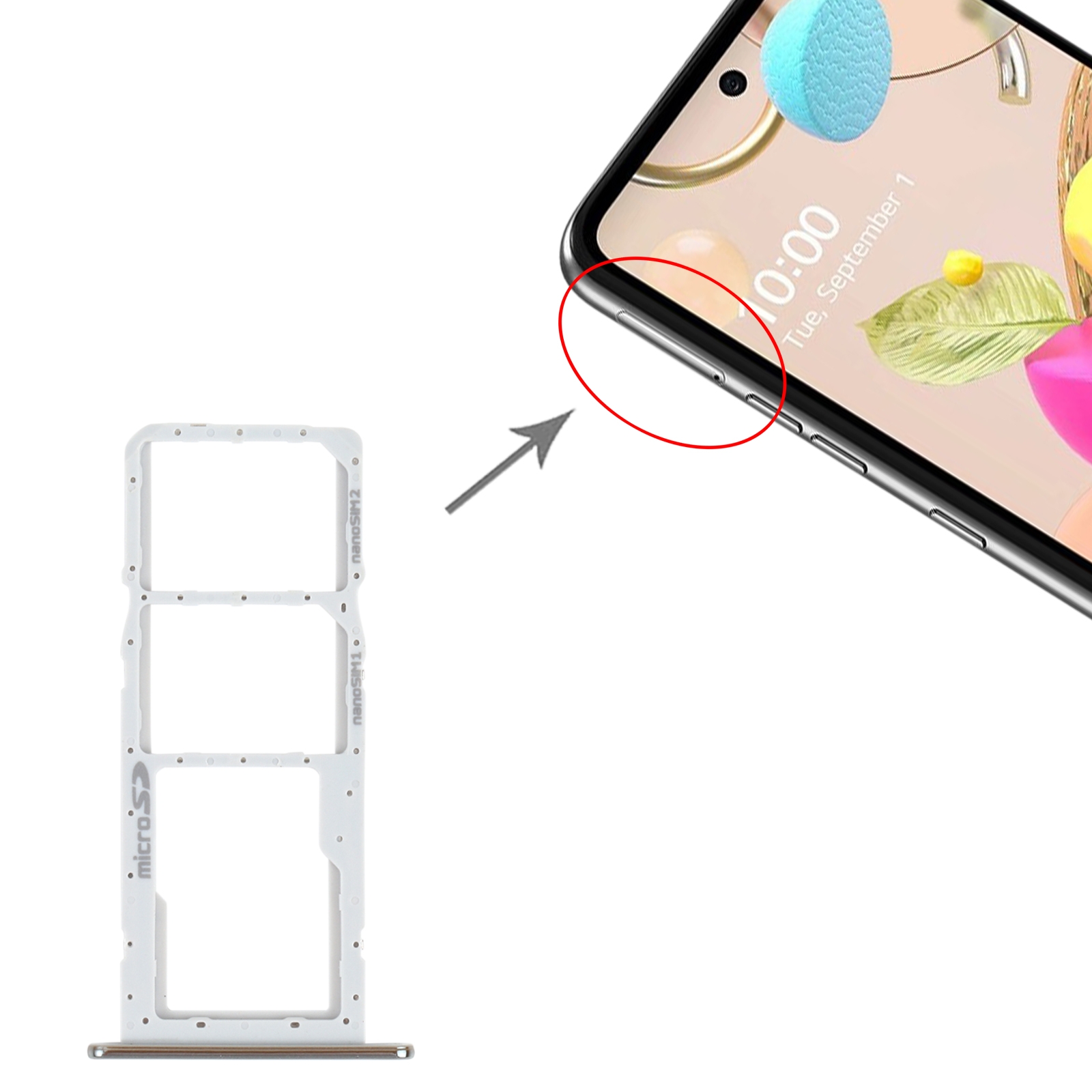 LG K42 K52 Silver SIM Card Tray Replacement - Image 3