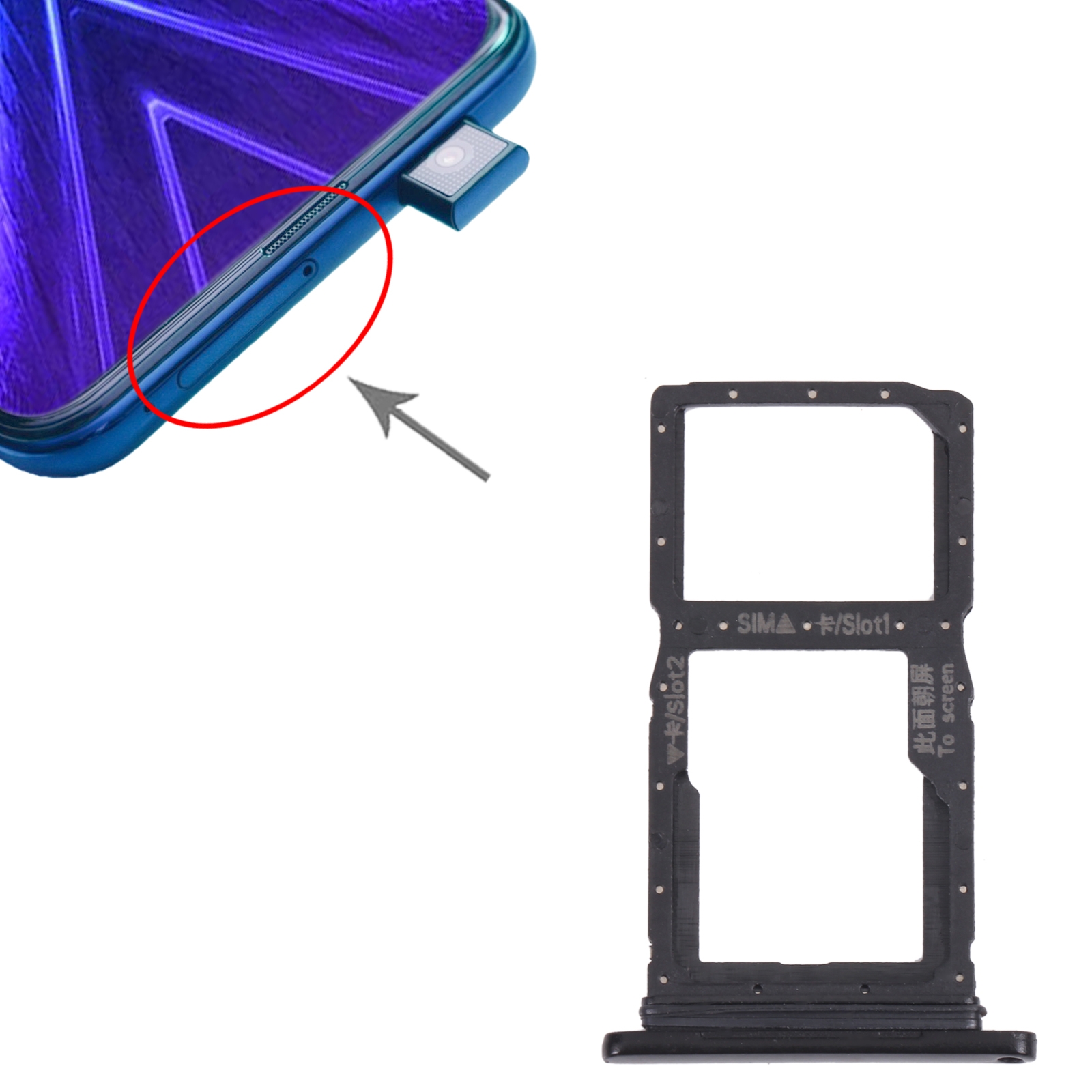 Honor 9X Black SIM Card Tray Replacement - Image 3