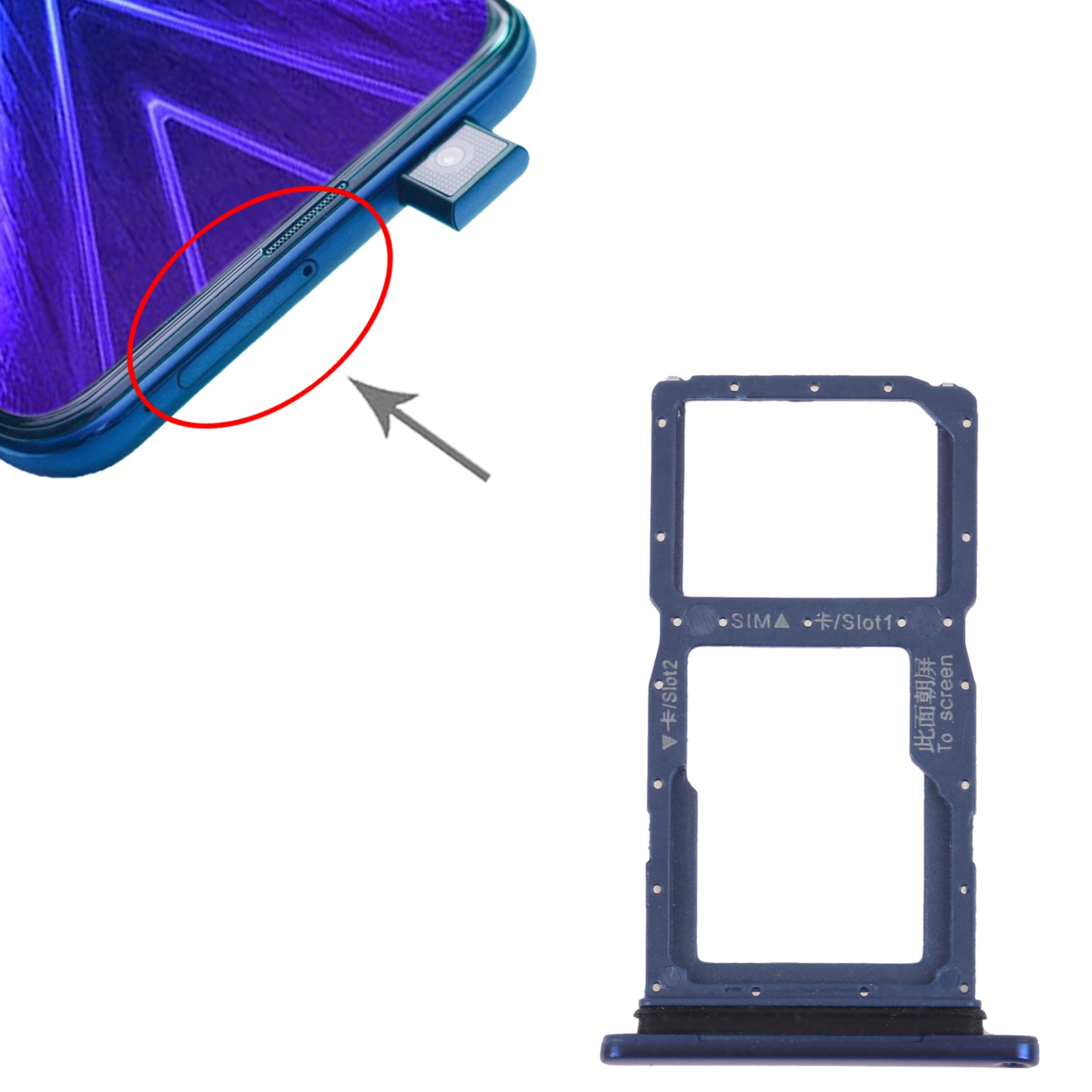 Honor 9X Blue SIM Card Tray Replacement - Image 3