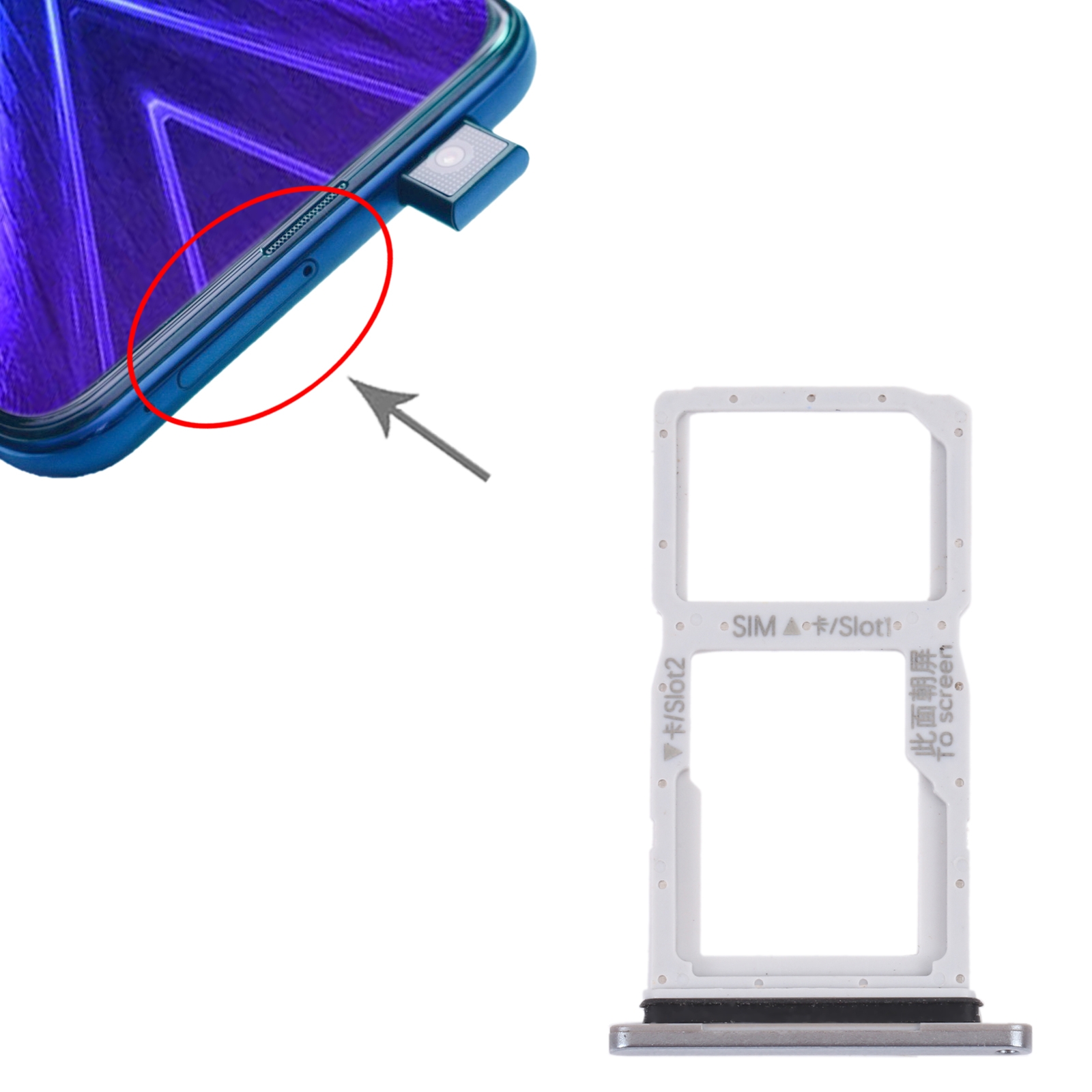 Honor 9X Silver SIM Card Tray Replacement - Image 3