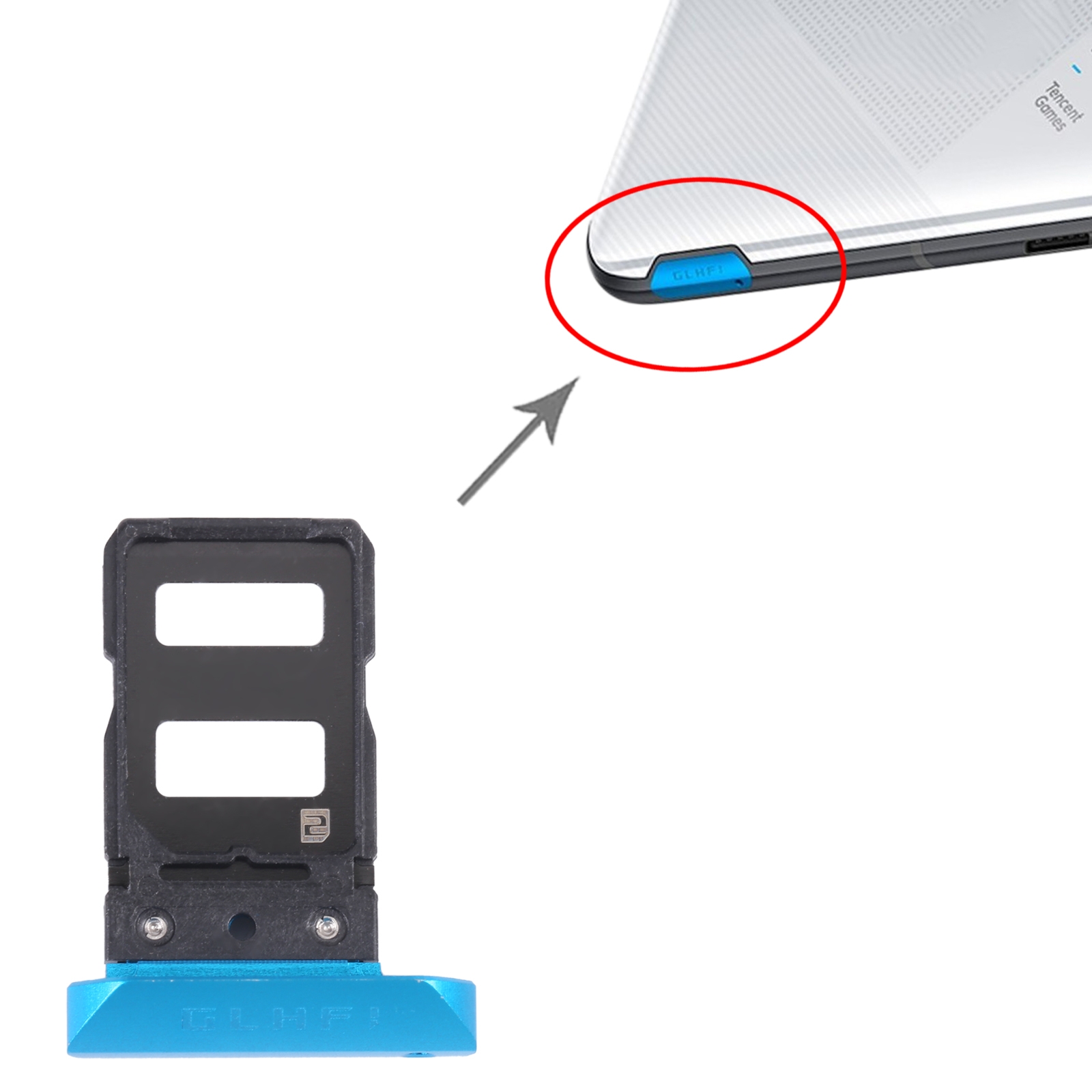 Asus ROG Phone 5 ZS673KS Blue SIM Card Tray Replacement - Image 3
