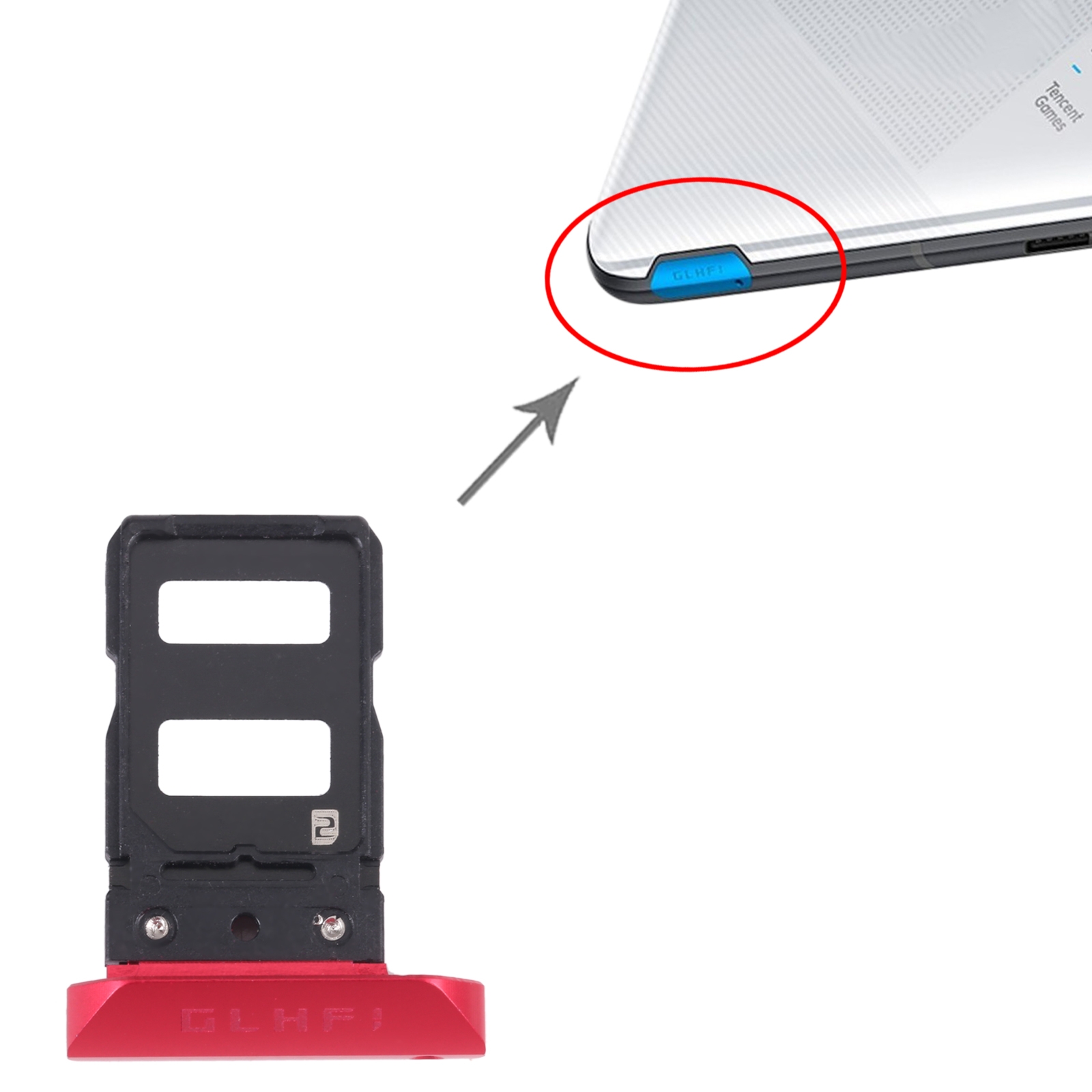 Asus ROG Phone 5 ZS673KS Red SIM Card Tray Replacement - Image 3