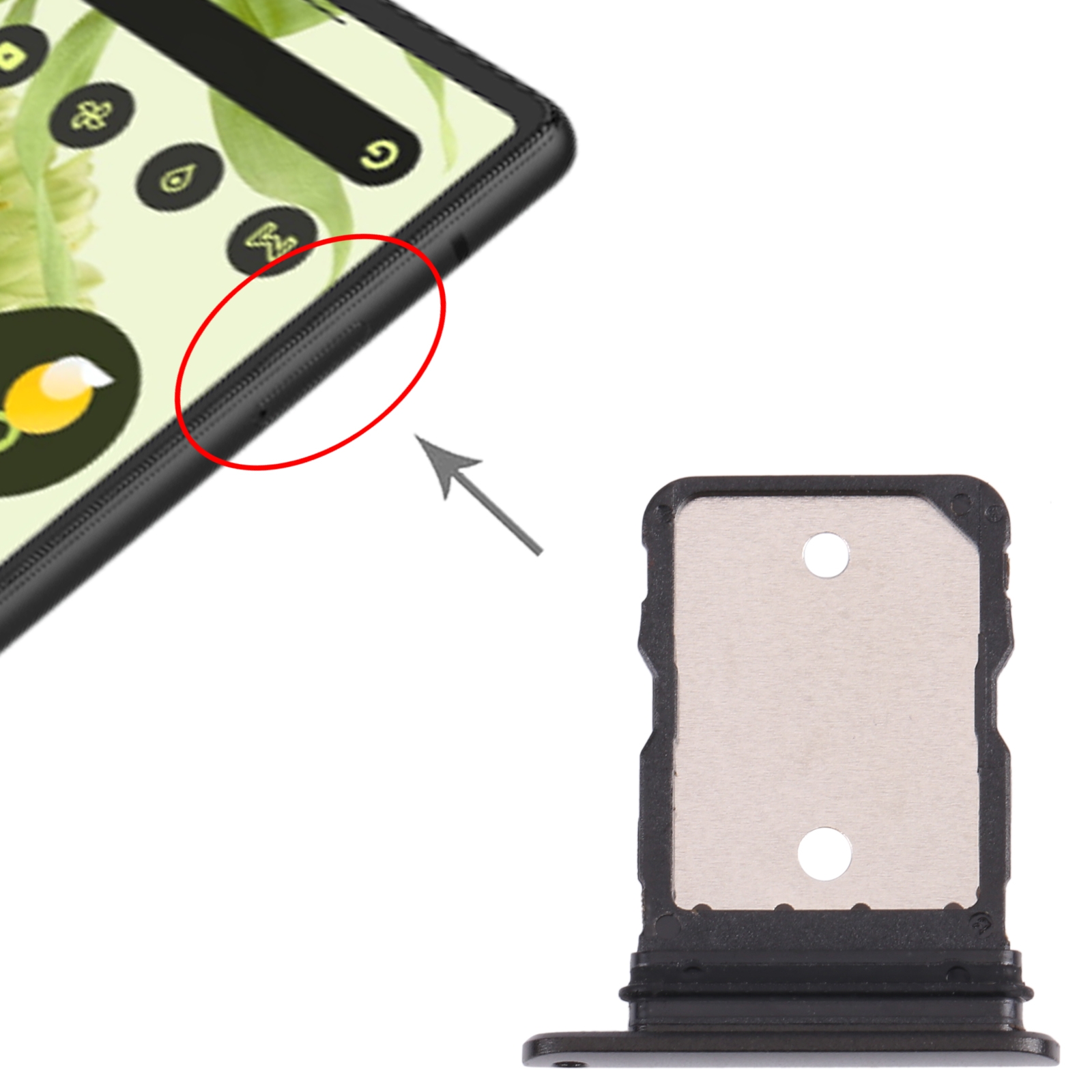 Google Pixel 6 Black SIM Card Tray Replacement - Image 3