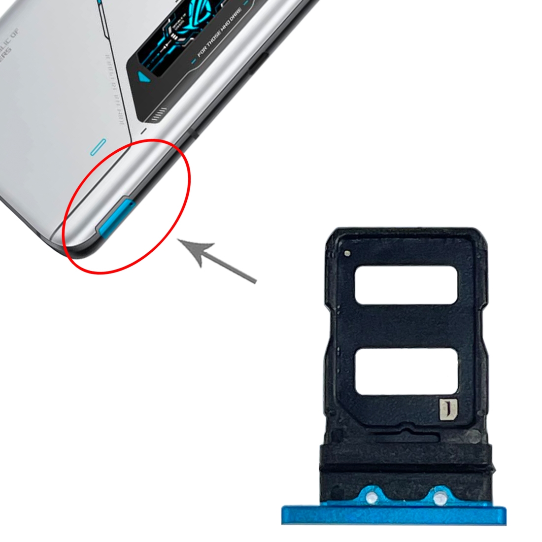 Asus ROG Phone 6 Blue SIM Card Tray Replacement - Image 3