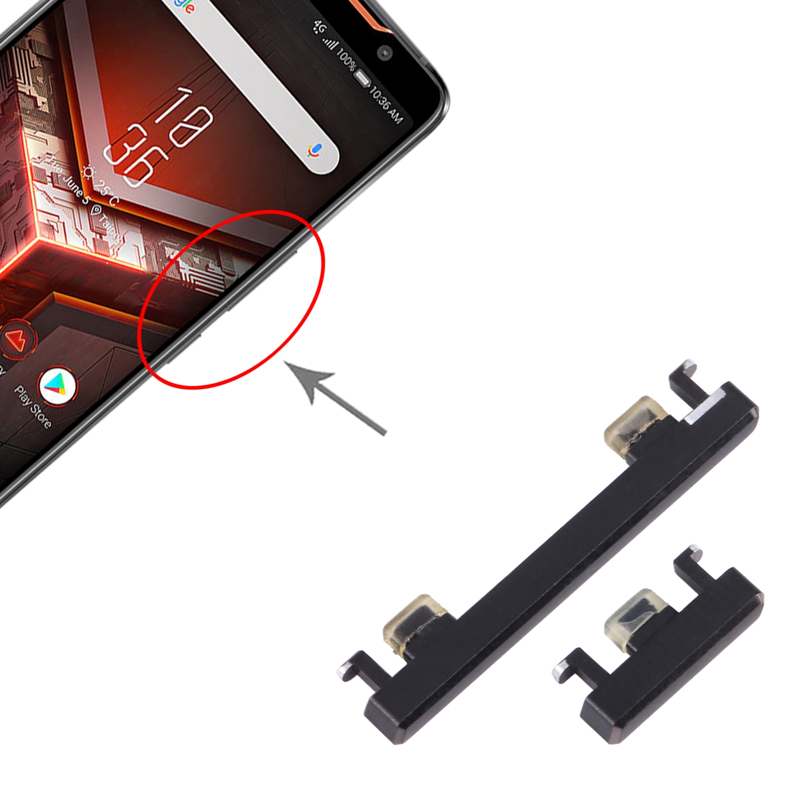 Asus ROG Phone II Grey Power Button Volume Button Replacement - Image 3