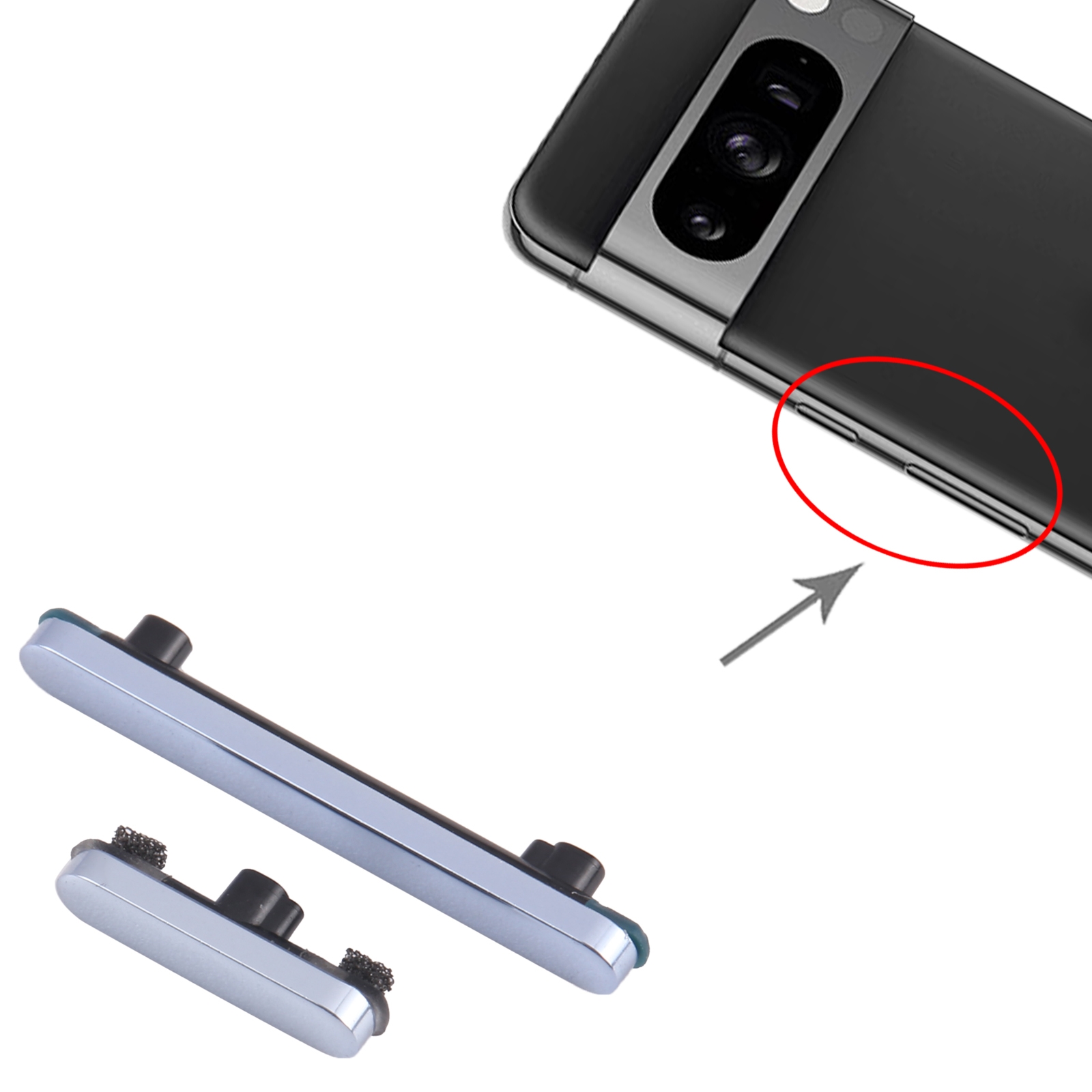 Google Pixel 8 Pro Blue Power Button Volume Control Replacement - Image 3