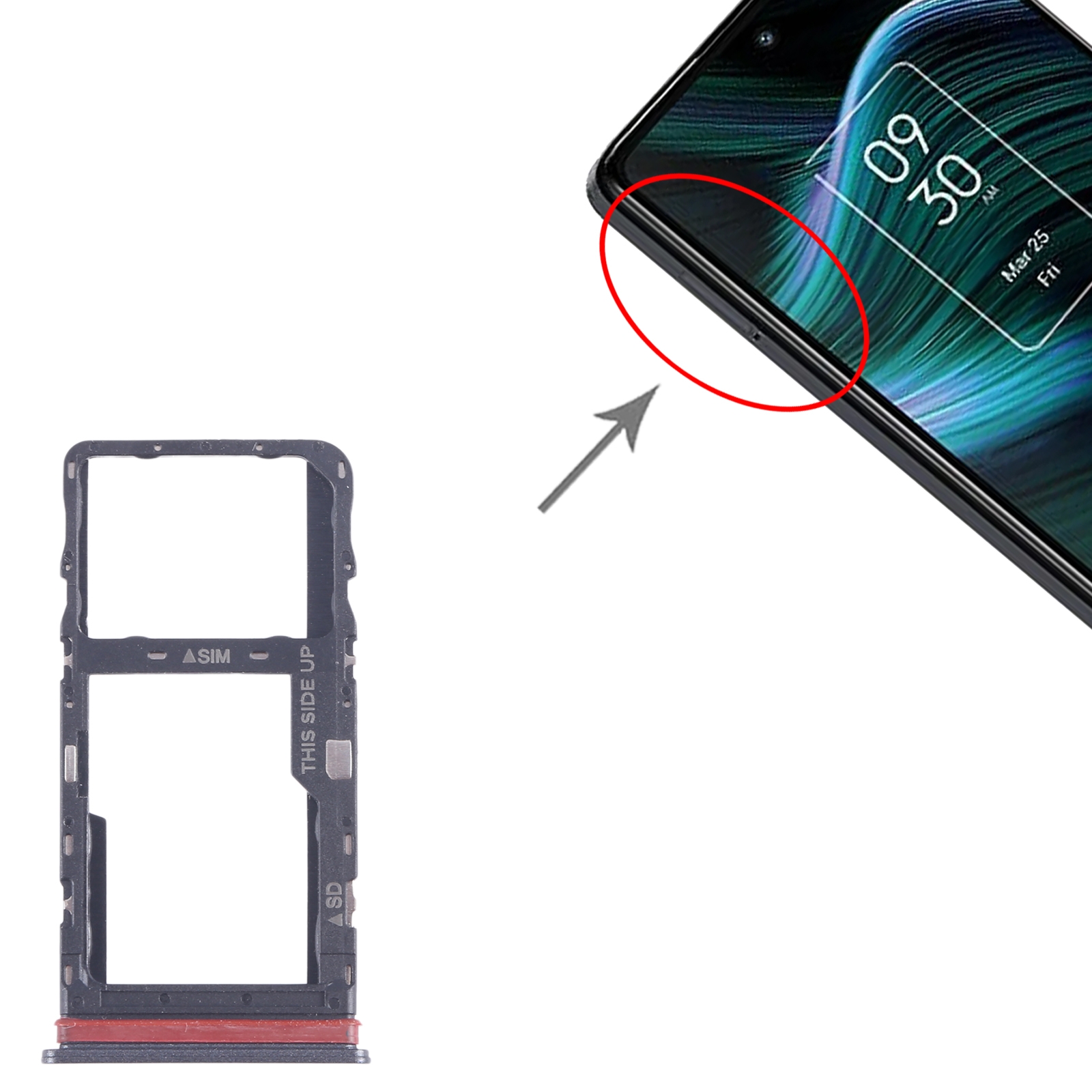 TCL Stylus 5G T779W Black SIM Card Tray Replacement - Image 3