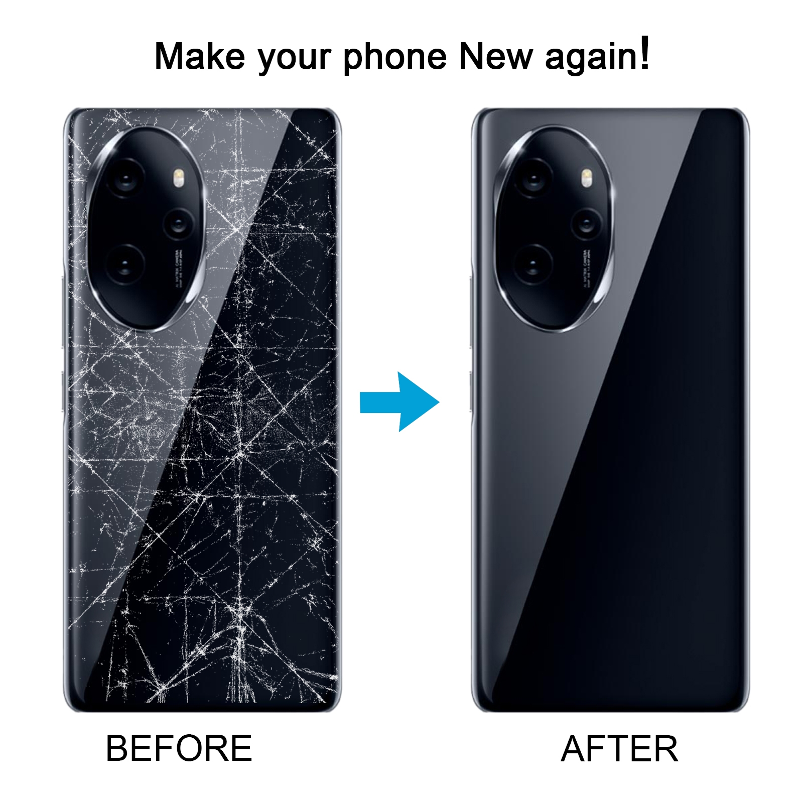 Honor 100 Pro Black Battery Back Cover Replacement - Image 5