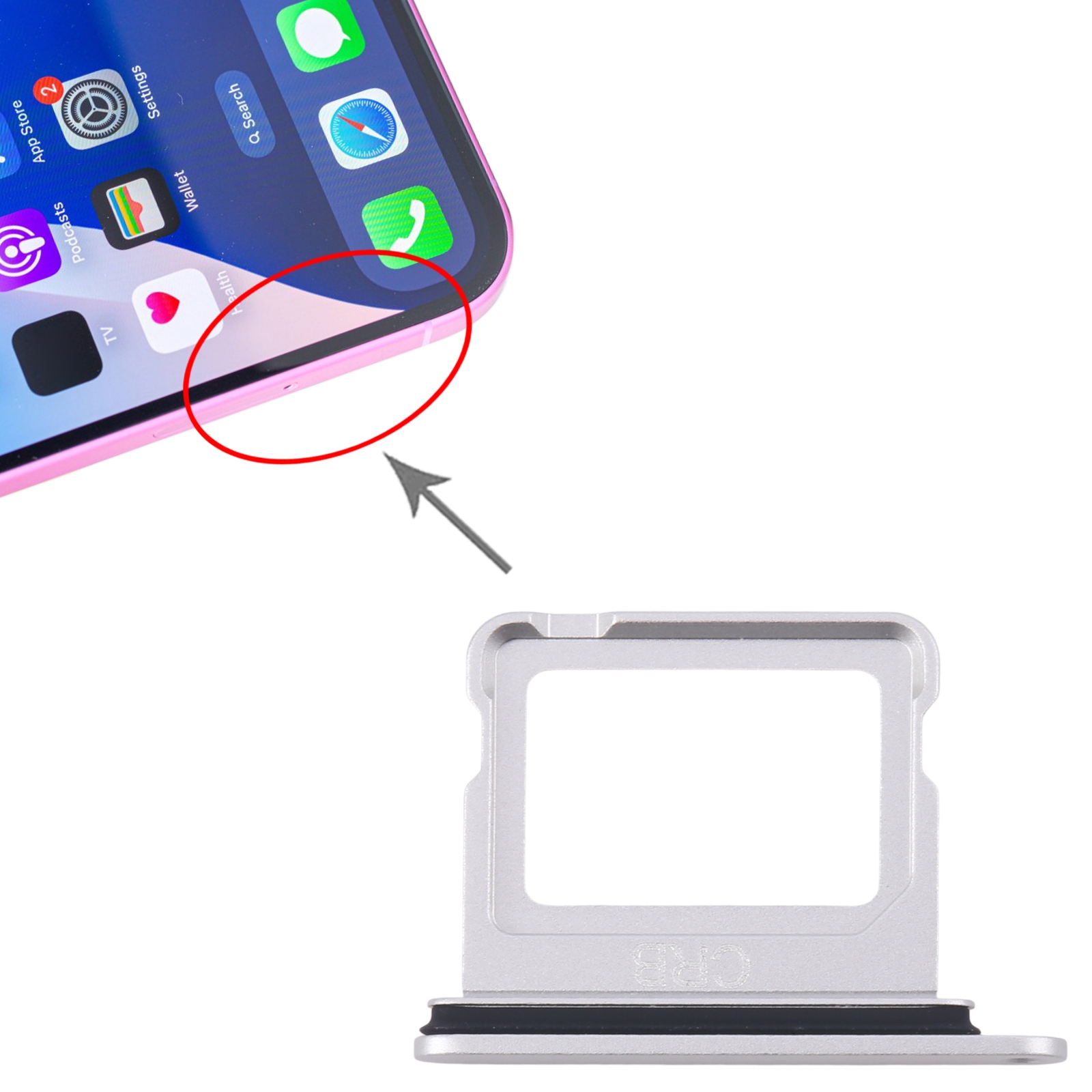 iPhone 16 Silver SIM Card Tray Replacement - Image 3