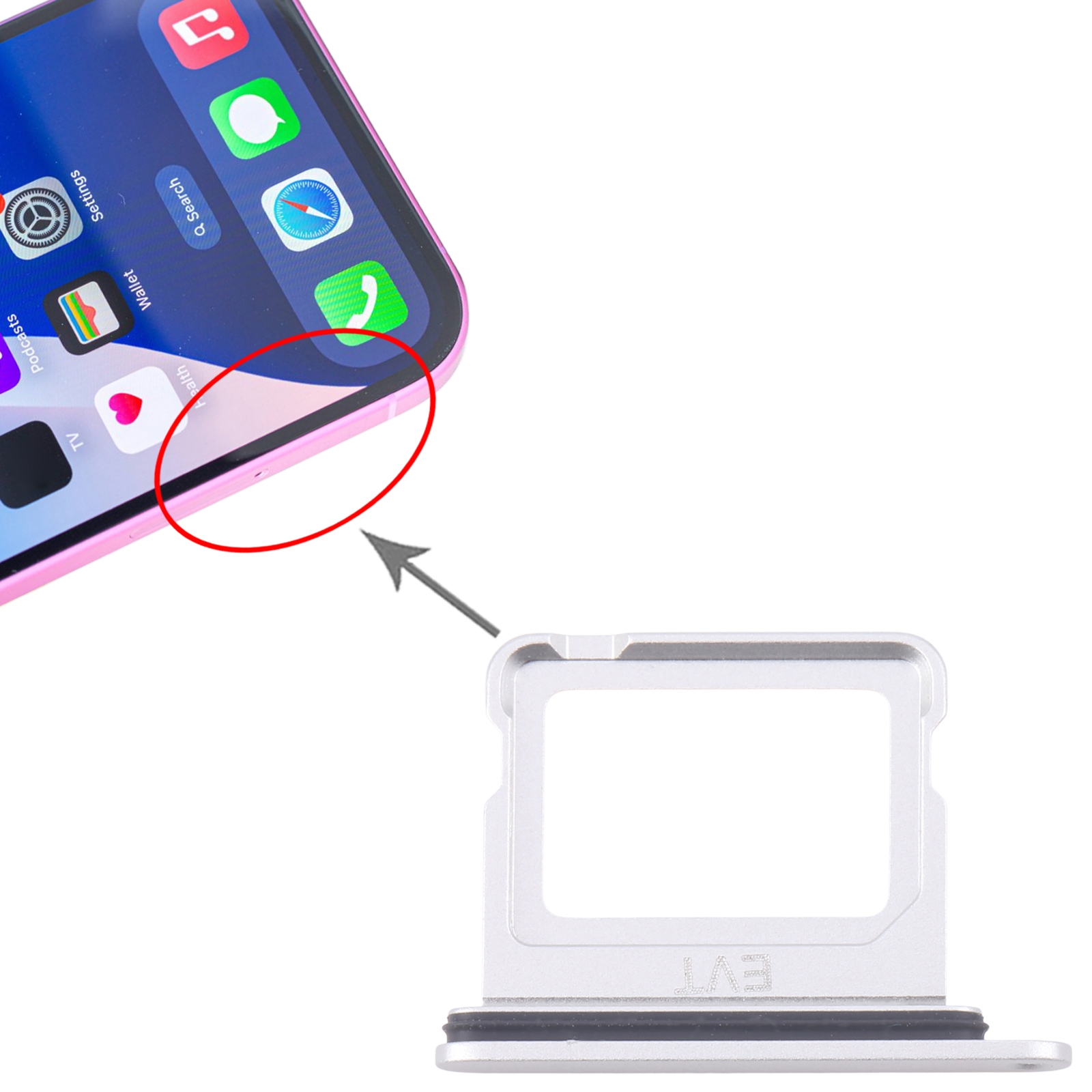 iPhone 16 Plus Silver SIM Card Tray Replacement - Image 3