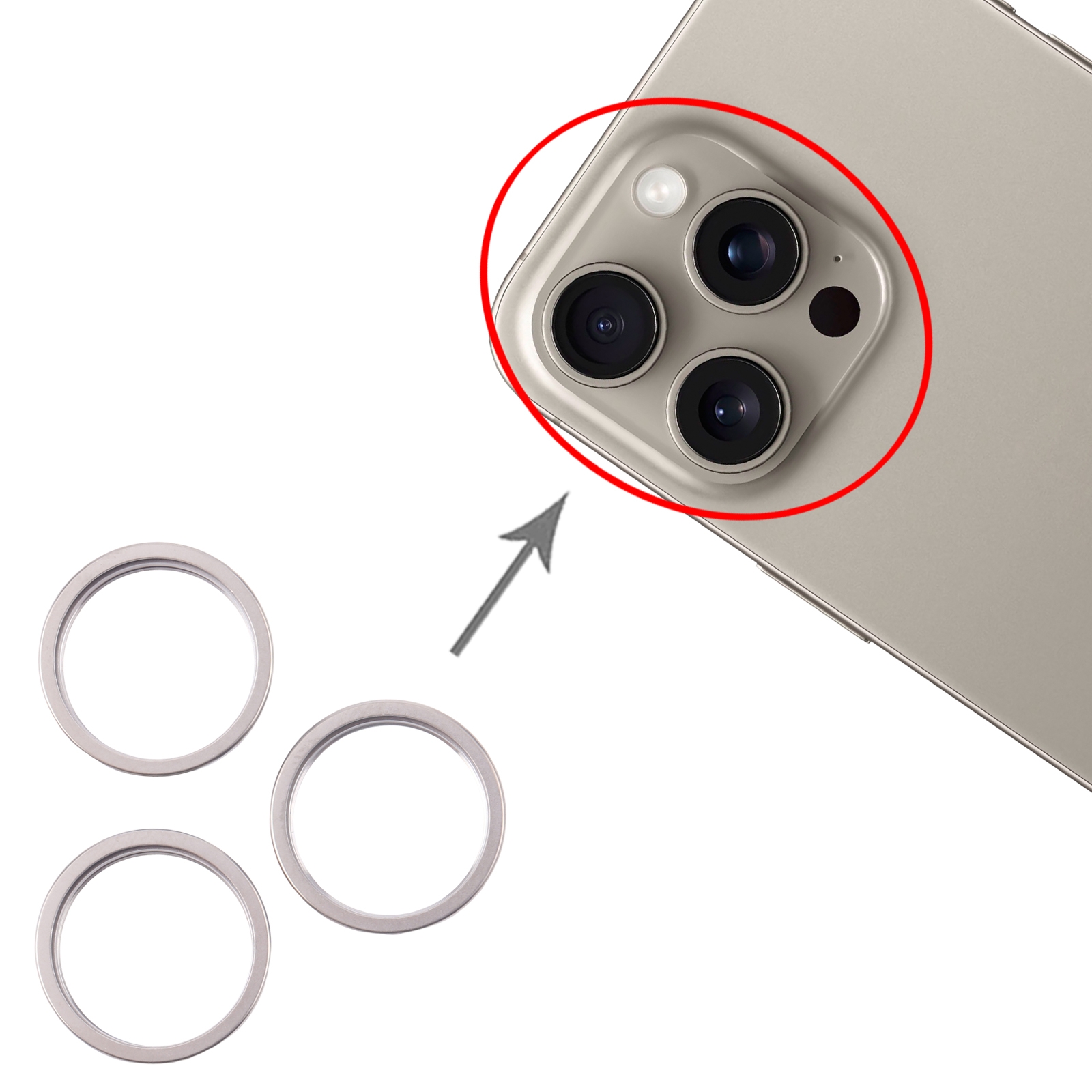 iPhone 16 Pro Max Titanium Color Camera Lens Ring Replacement - Image 3